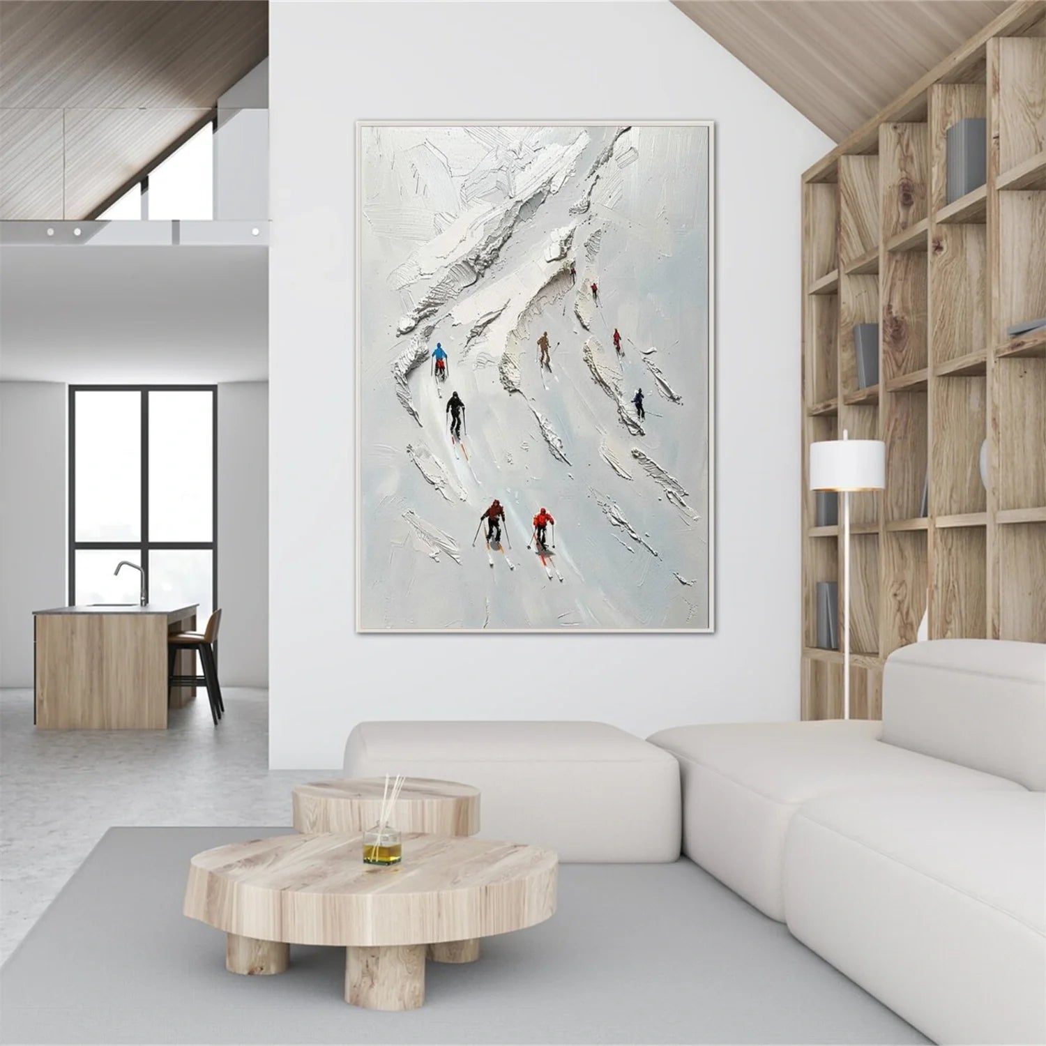 Skiing Sport Textured Wall Art #SA056