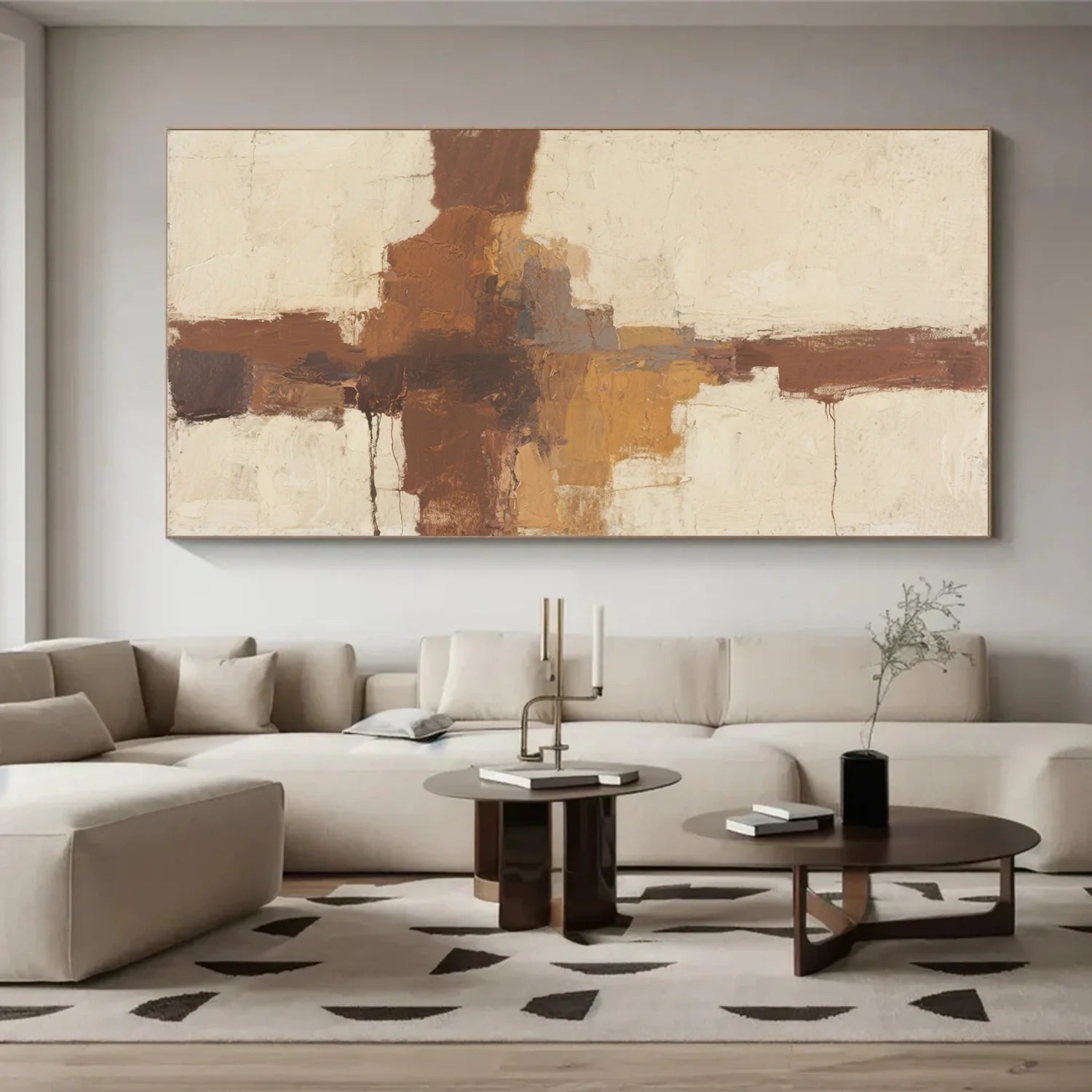 Beige and Brown Abstract Canvas Art #WS758