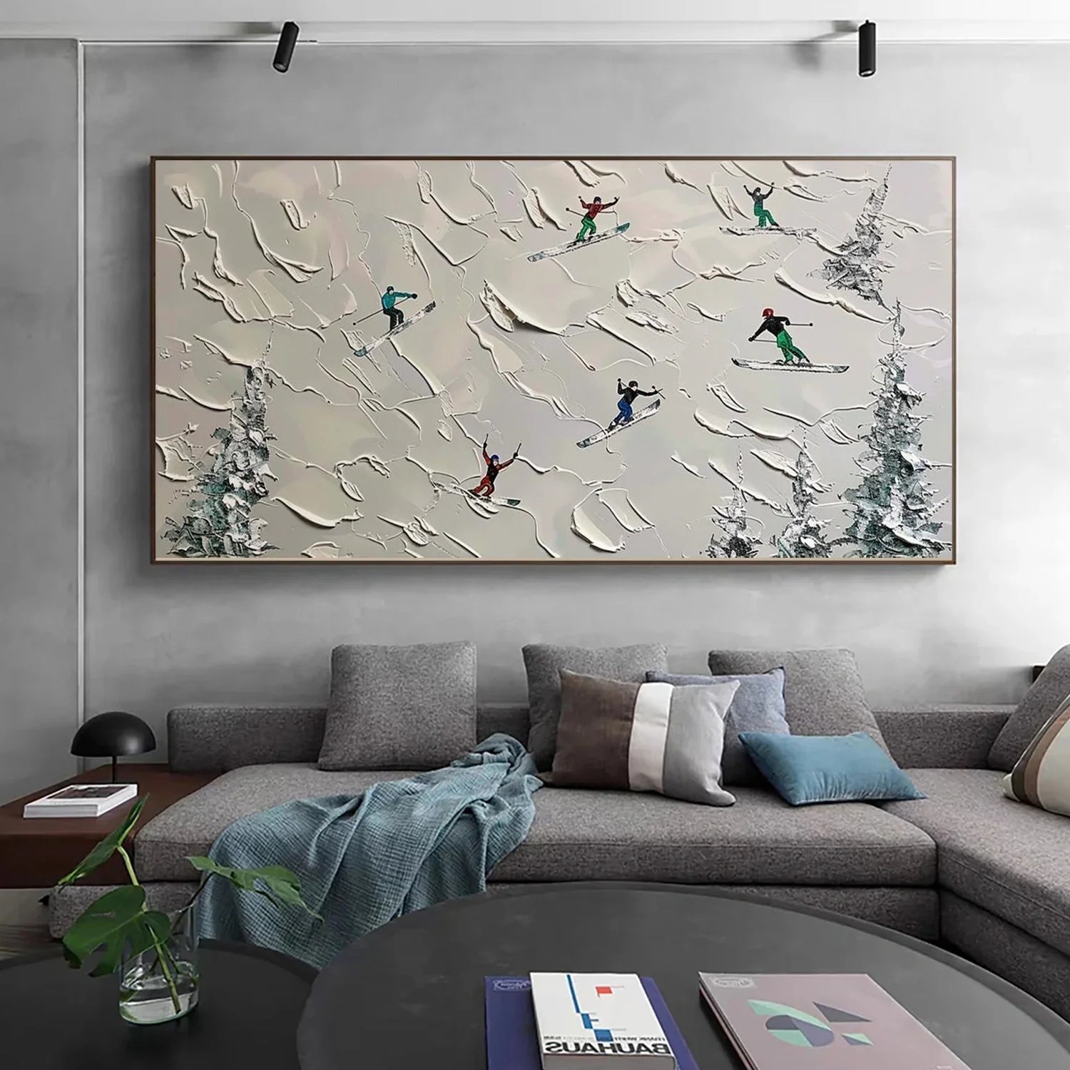 Skiing Sport Textured Wall Art #SA070
