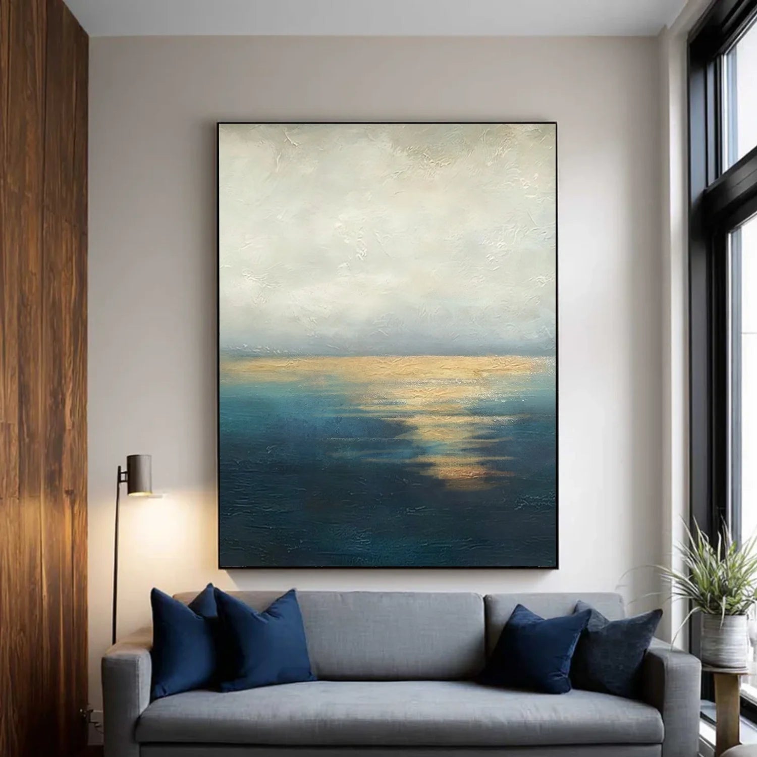 Blue and Gold Abstract Canvas Art #WS903