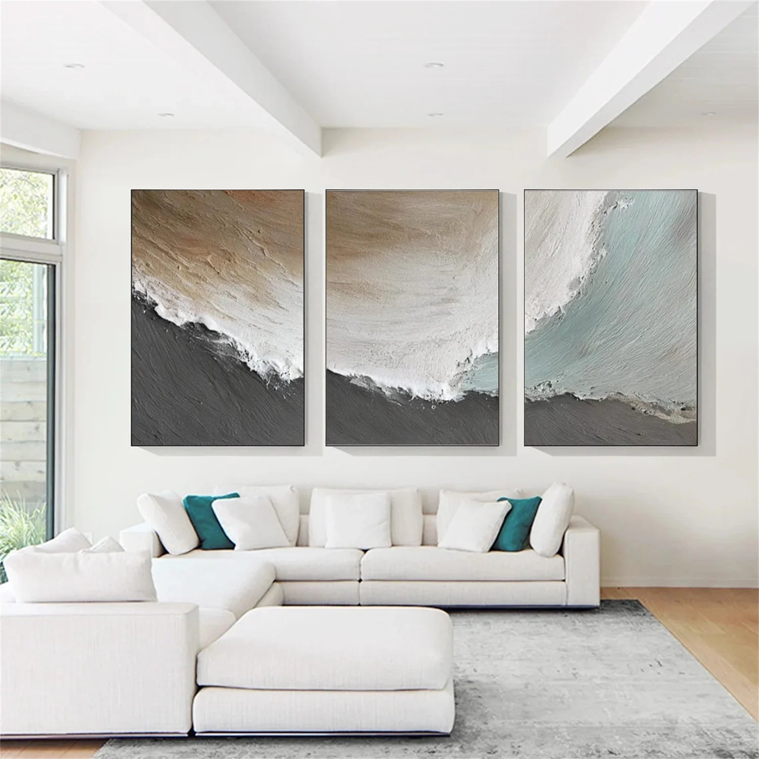 Sea & Sky Abstract Textured Wall Art Set of 3 #MS266