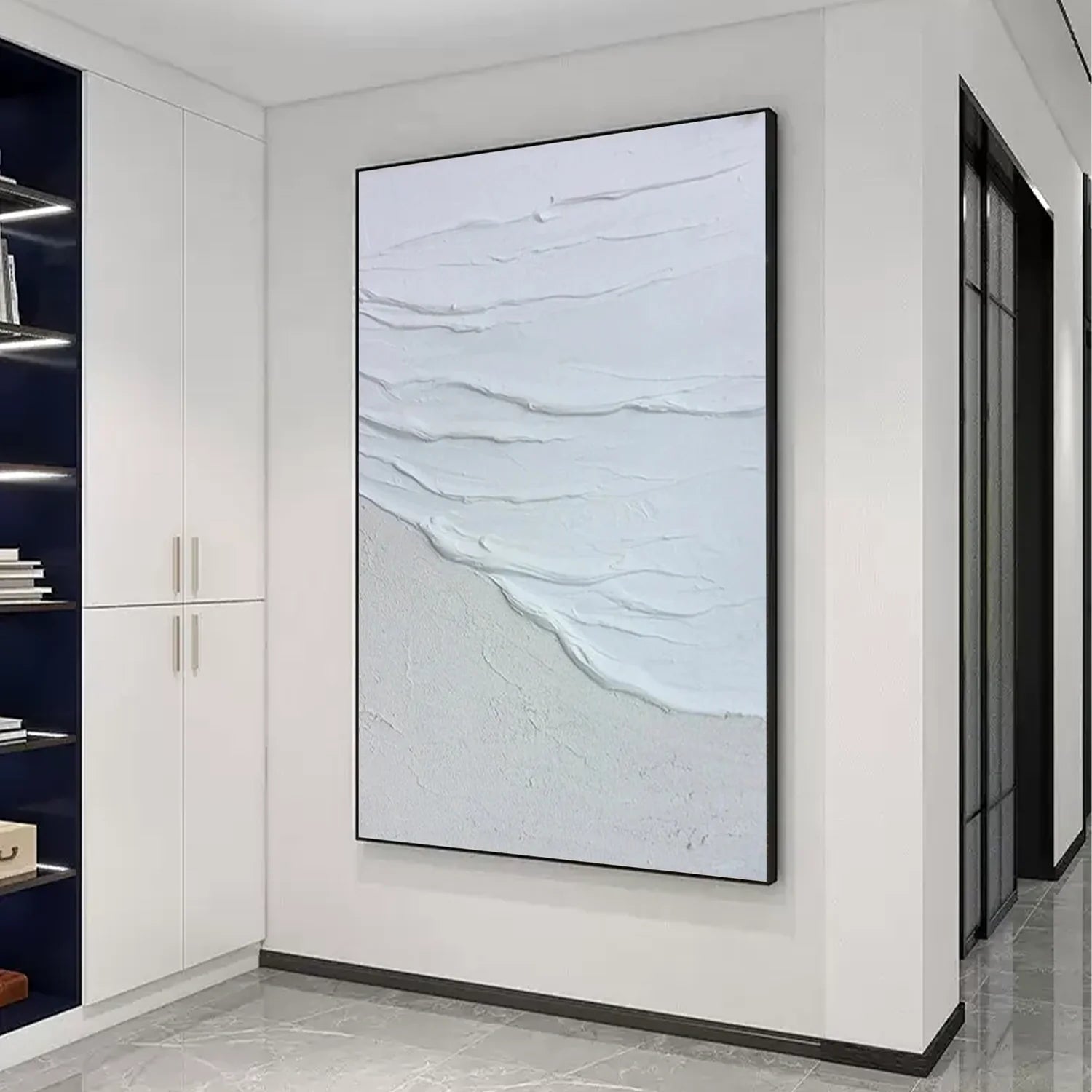White Minimalist Textured Canvas Art #MM258