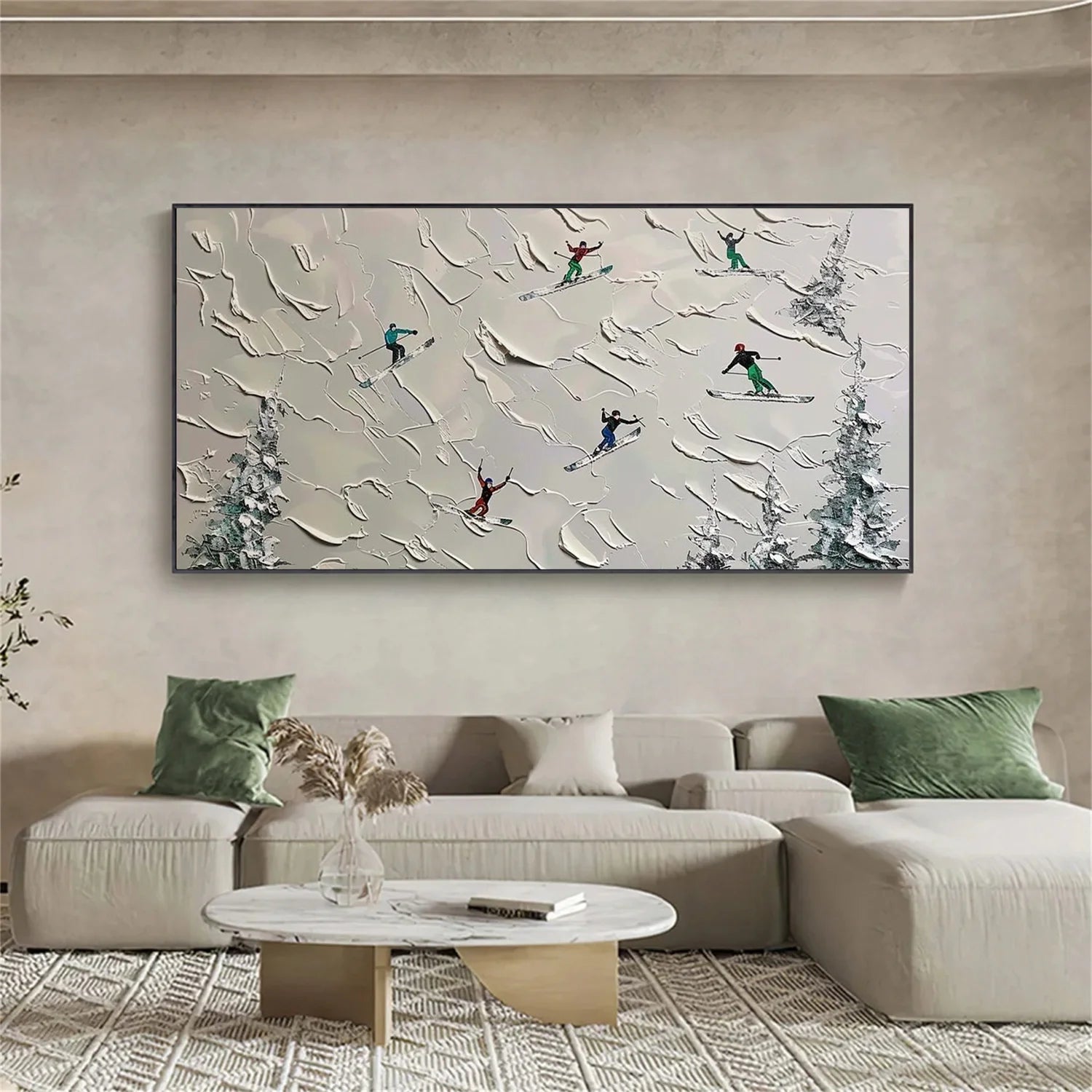 Skiing Sport Textured Wall Art #SA070