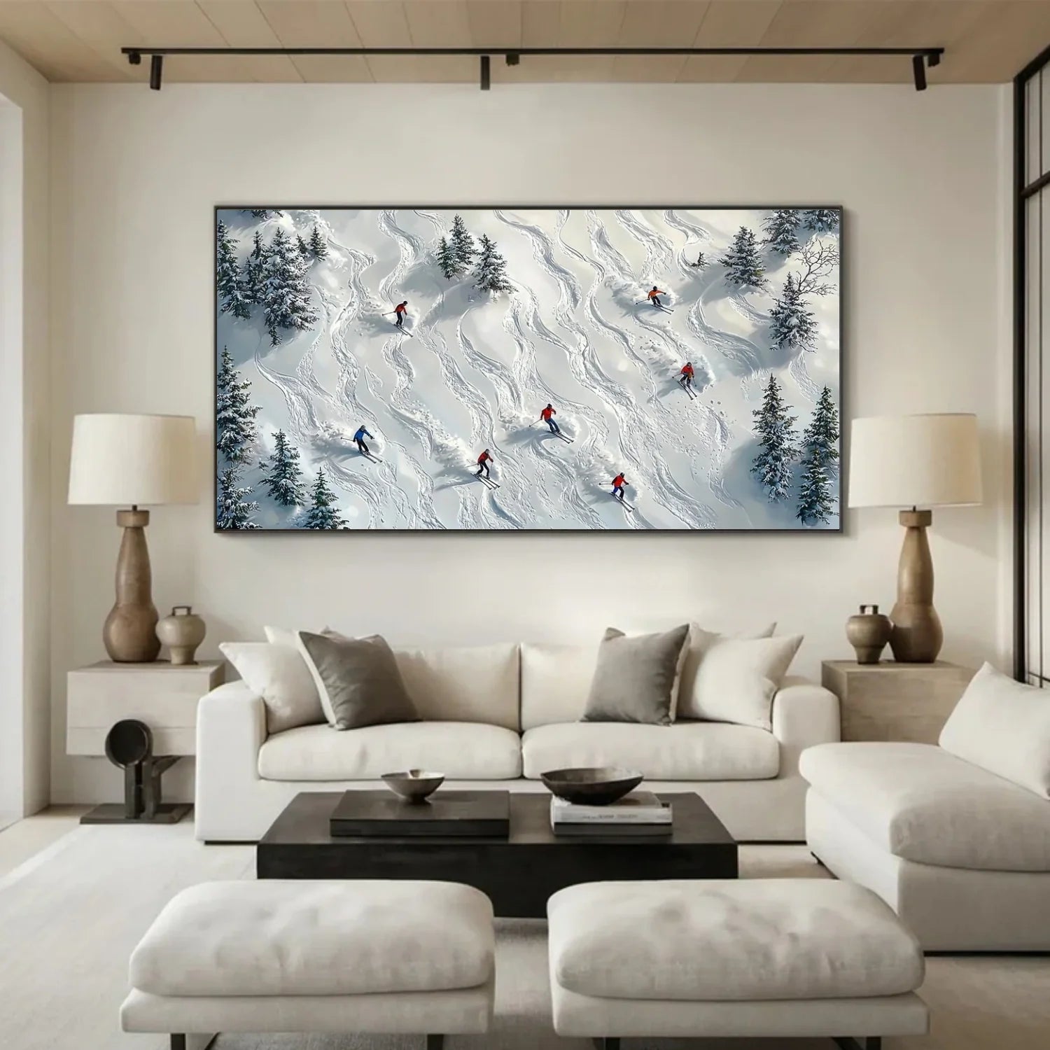 Skiing Sport Textured Wall Art #SA043