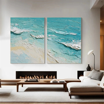Sea & Sky Abstract Textured Wall Art Set of 2 #MS155