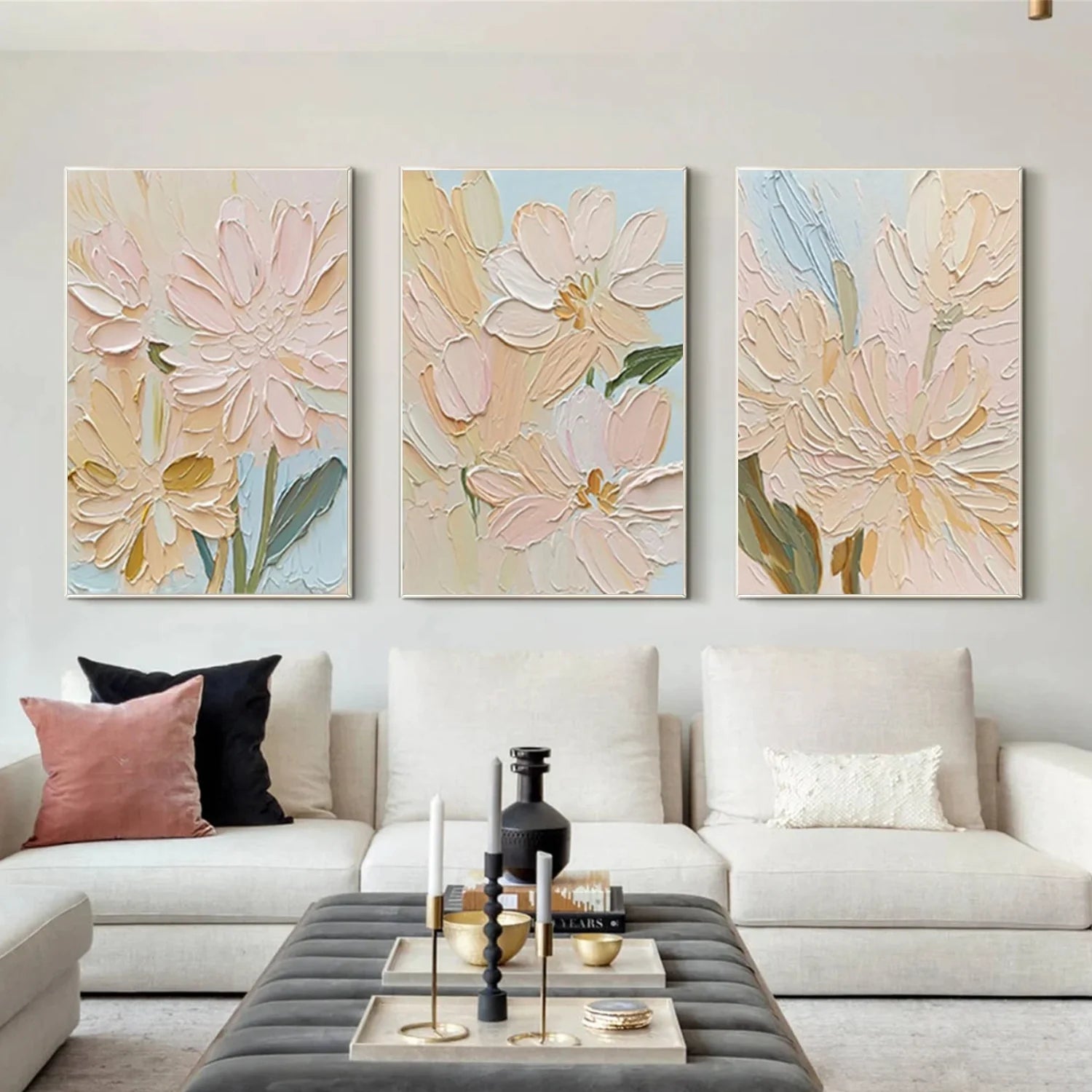 Flower & Tree Abstract Textured Wall Art Set of 3 #ML234
