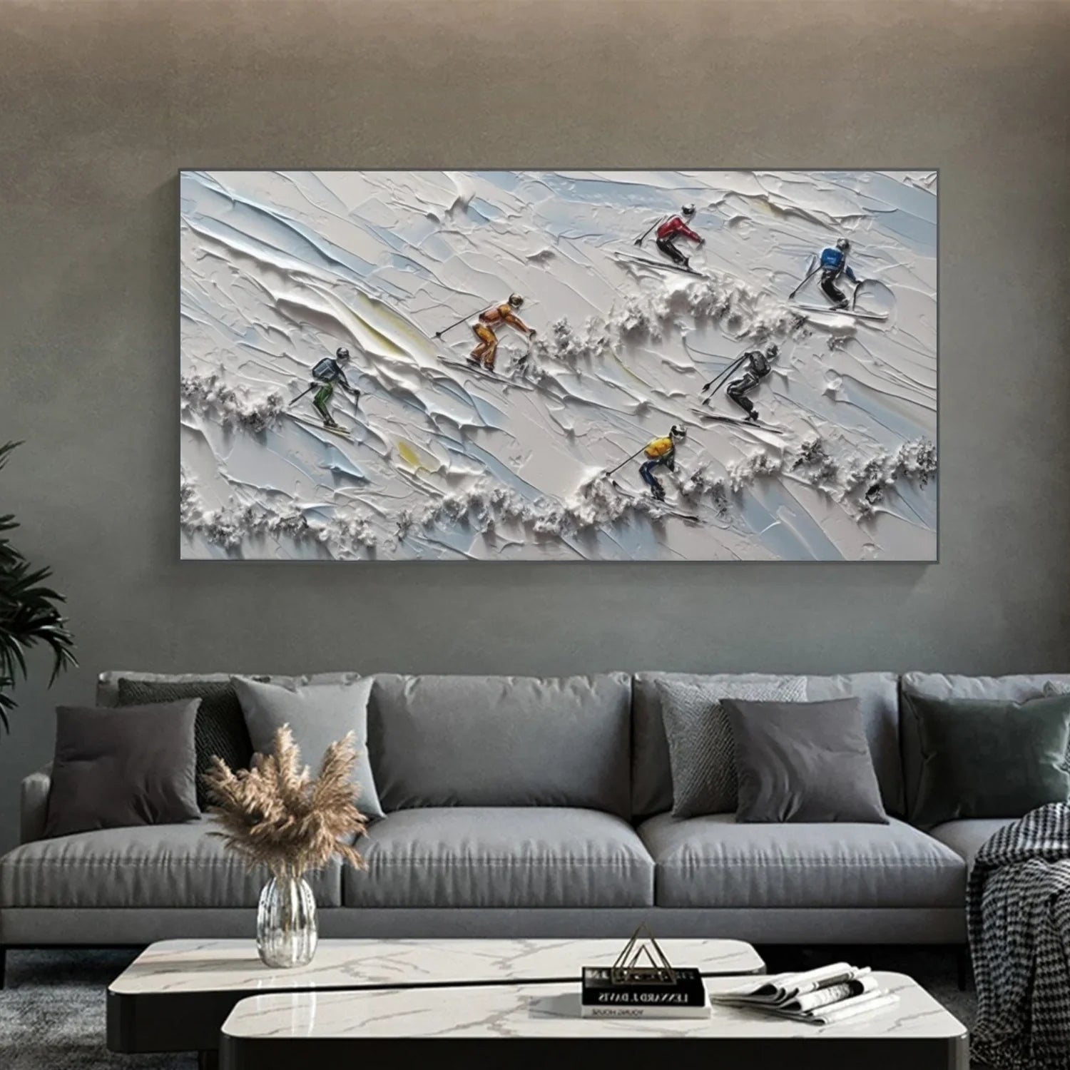 Skiing Sport Textured Wall Art #SA051
