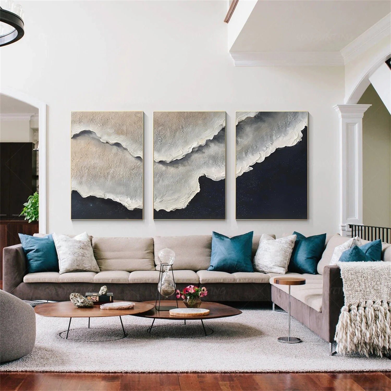 Sea & Sky Abstract Textured Wall Art Set of 3 #MS278