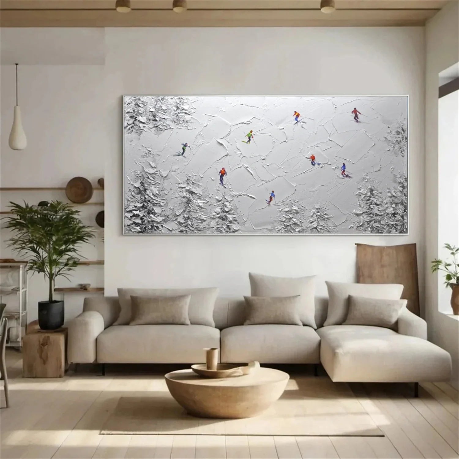 Skiing Sport Textured Wall Art #SA047