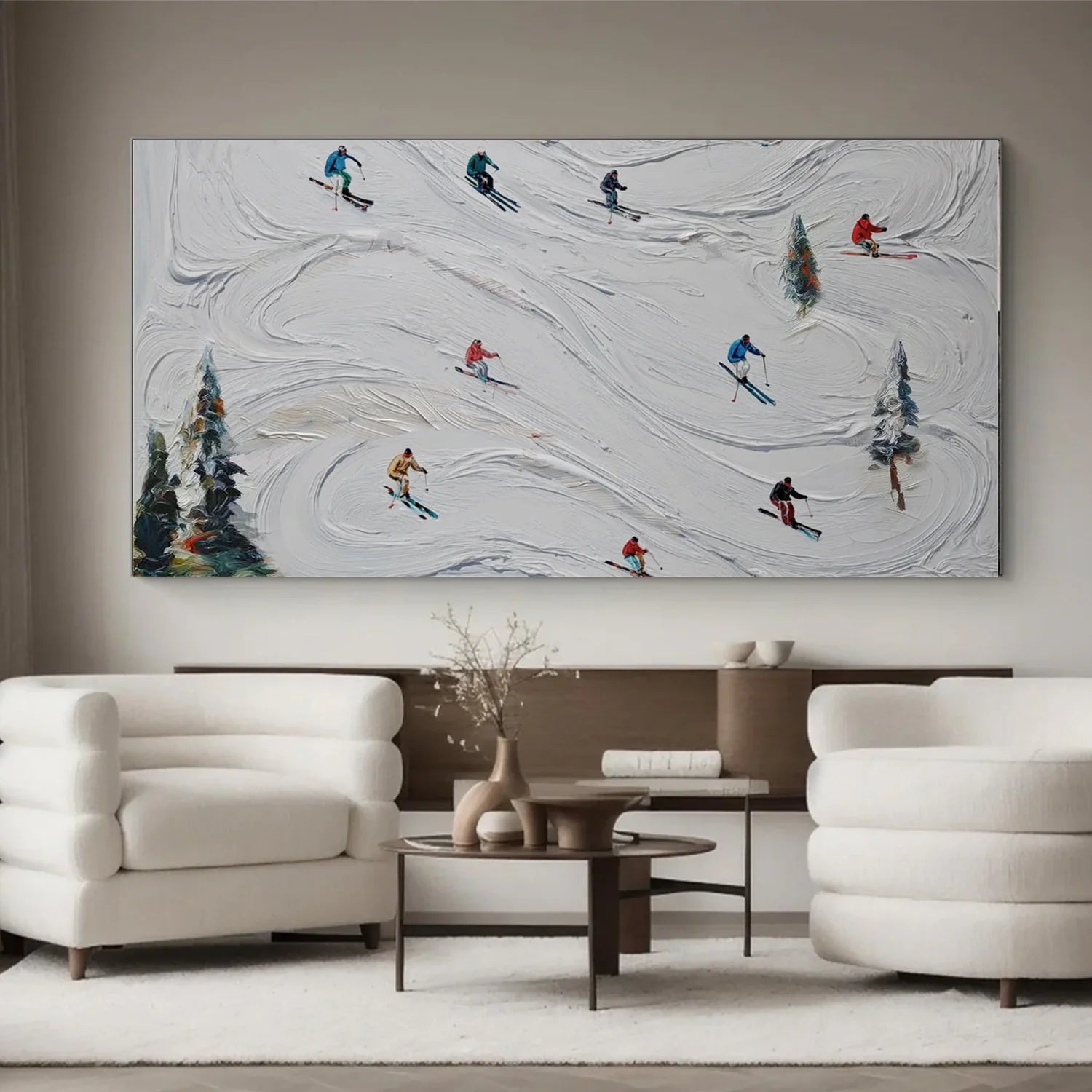 Skiing Sport Textured Wall Art #SA066