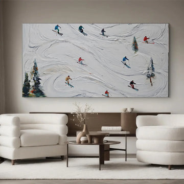 Skiing Sport Textured Wall Art #SA066