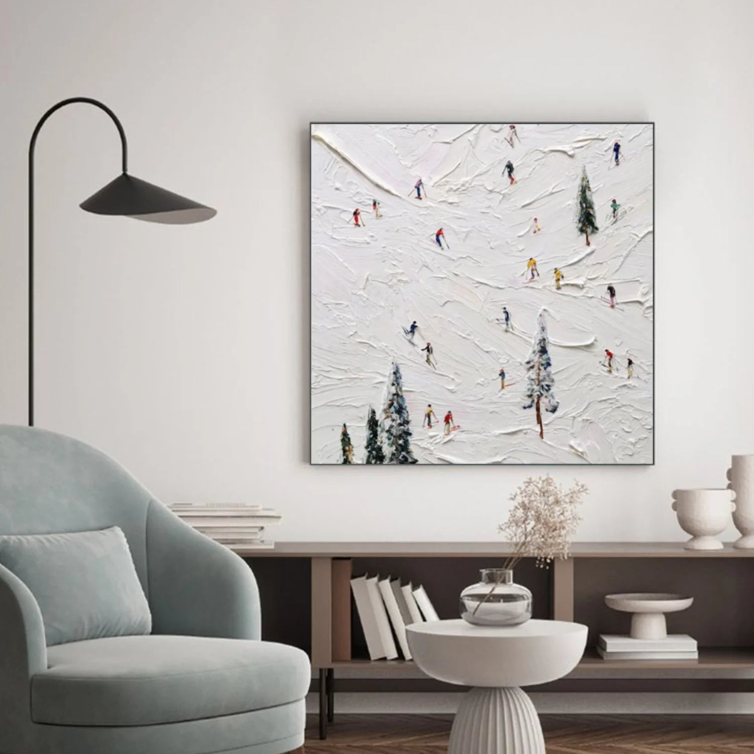 Skiing Sport Textured Wall Art #SA061