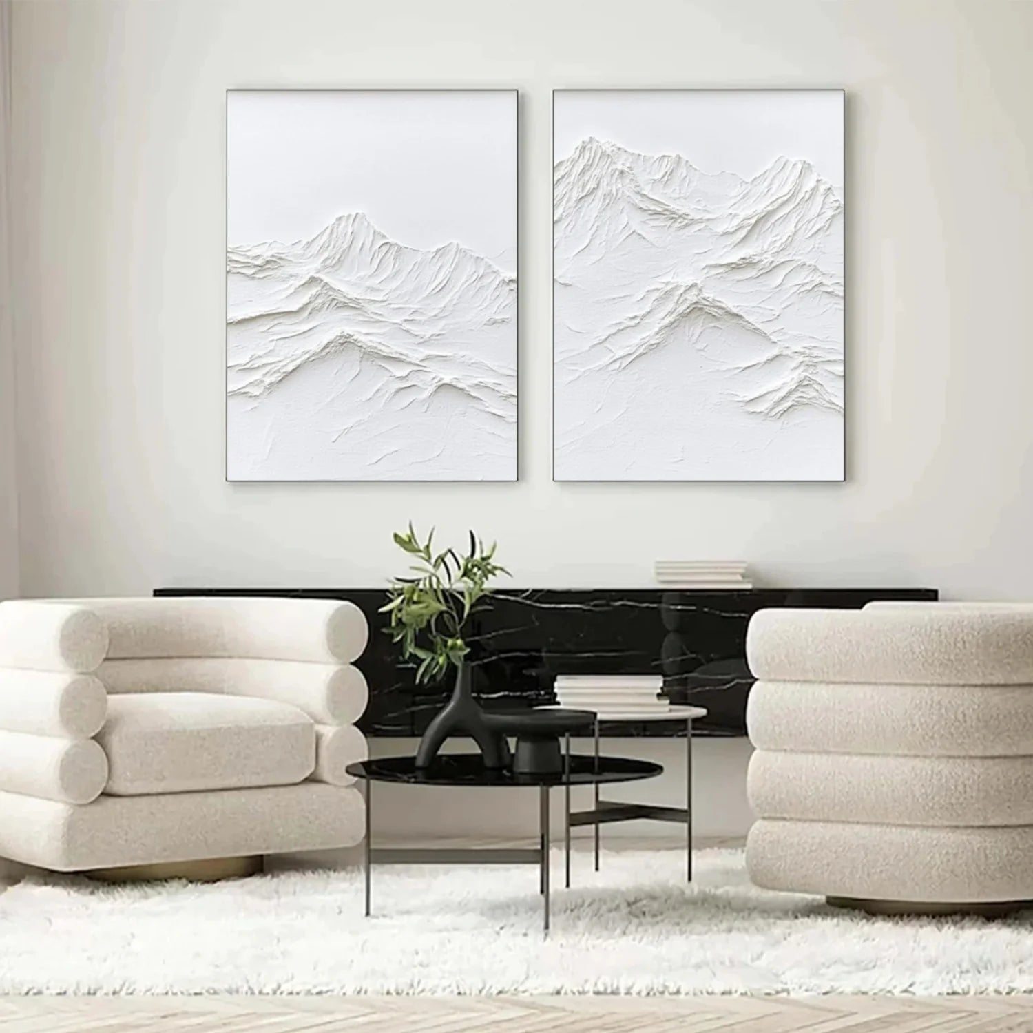 Minimalist Mountain Textured Canvas Art Set of 2 #MM348