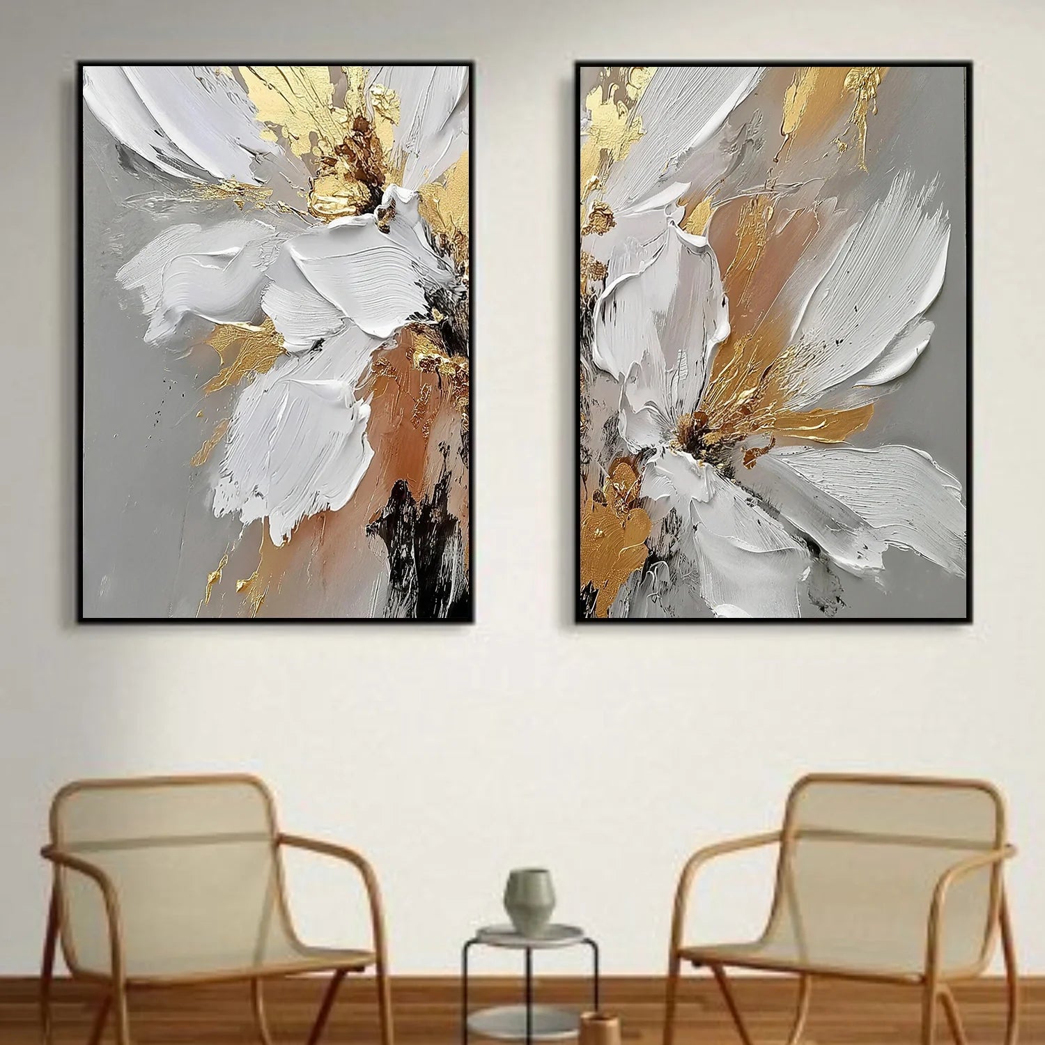 Flower & Tree Abstract Textured Wall Art Set of 2 #ML232