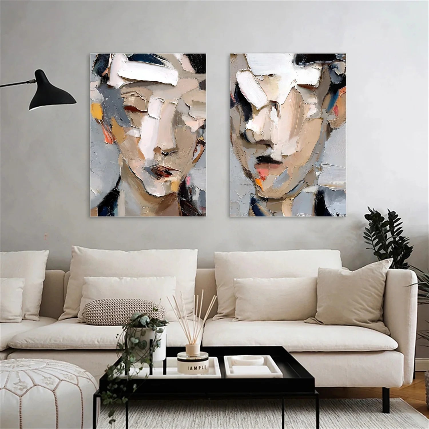 Abstract Portrait Textured Wall Art Set of 2 #AP125