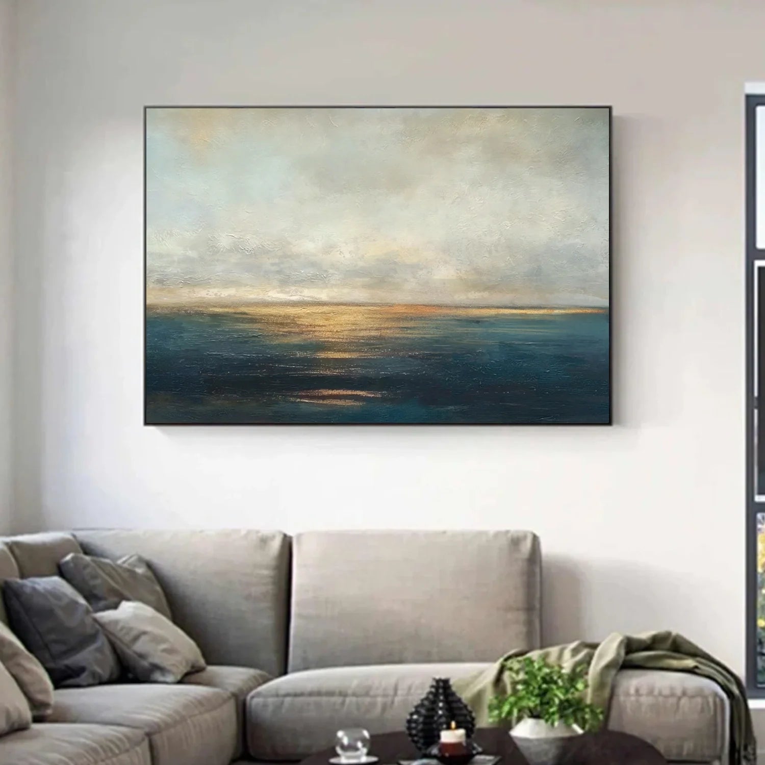 Blue and Gold Abstract Canvas Art #WS899