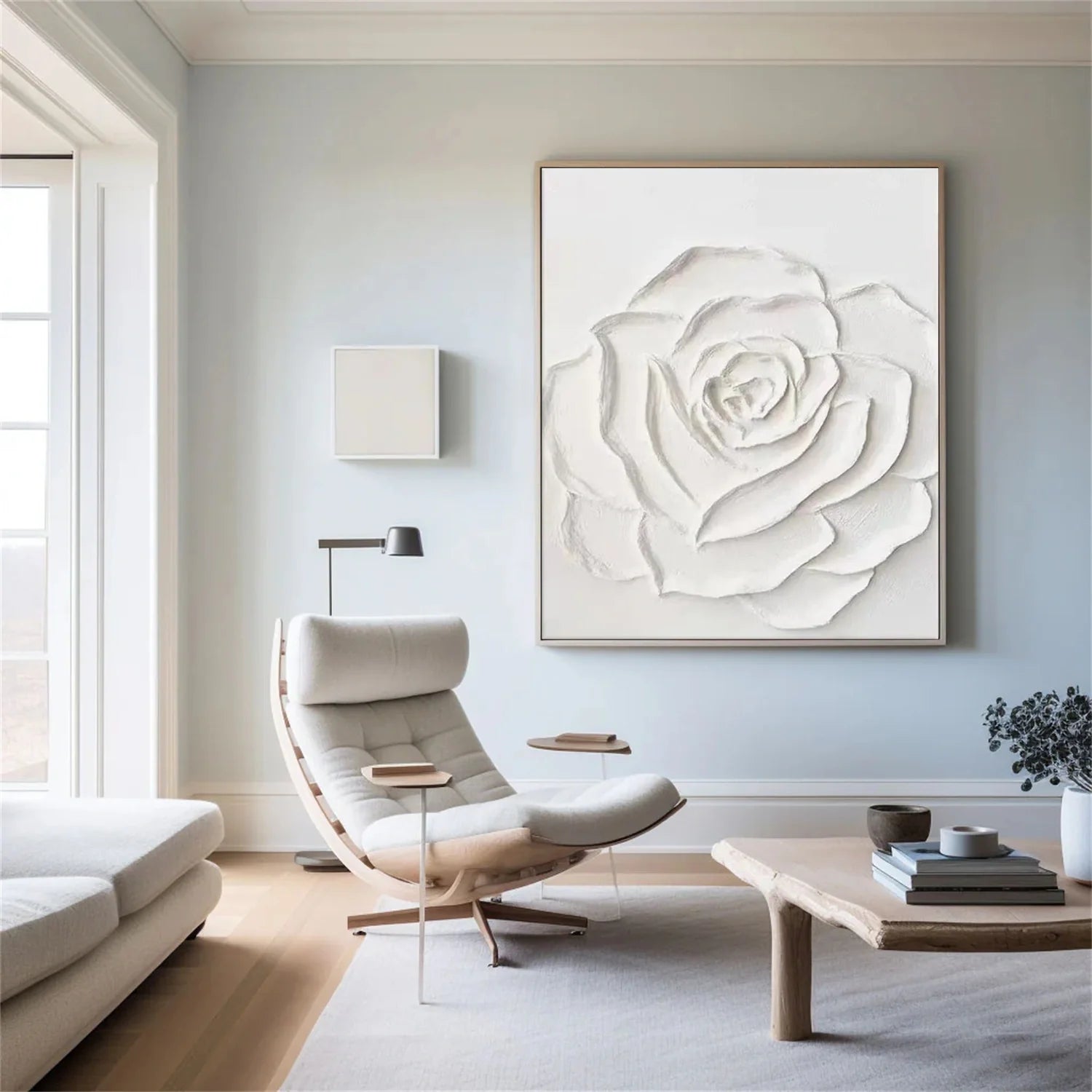 White Flower & Tree Abstract Textured Wall Art #ML130