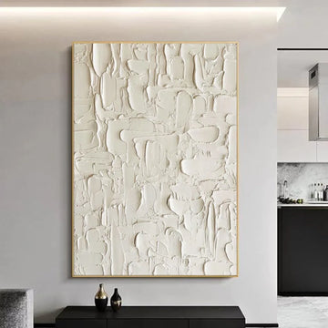 White Minimalist Textured Canvas Art #MM287