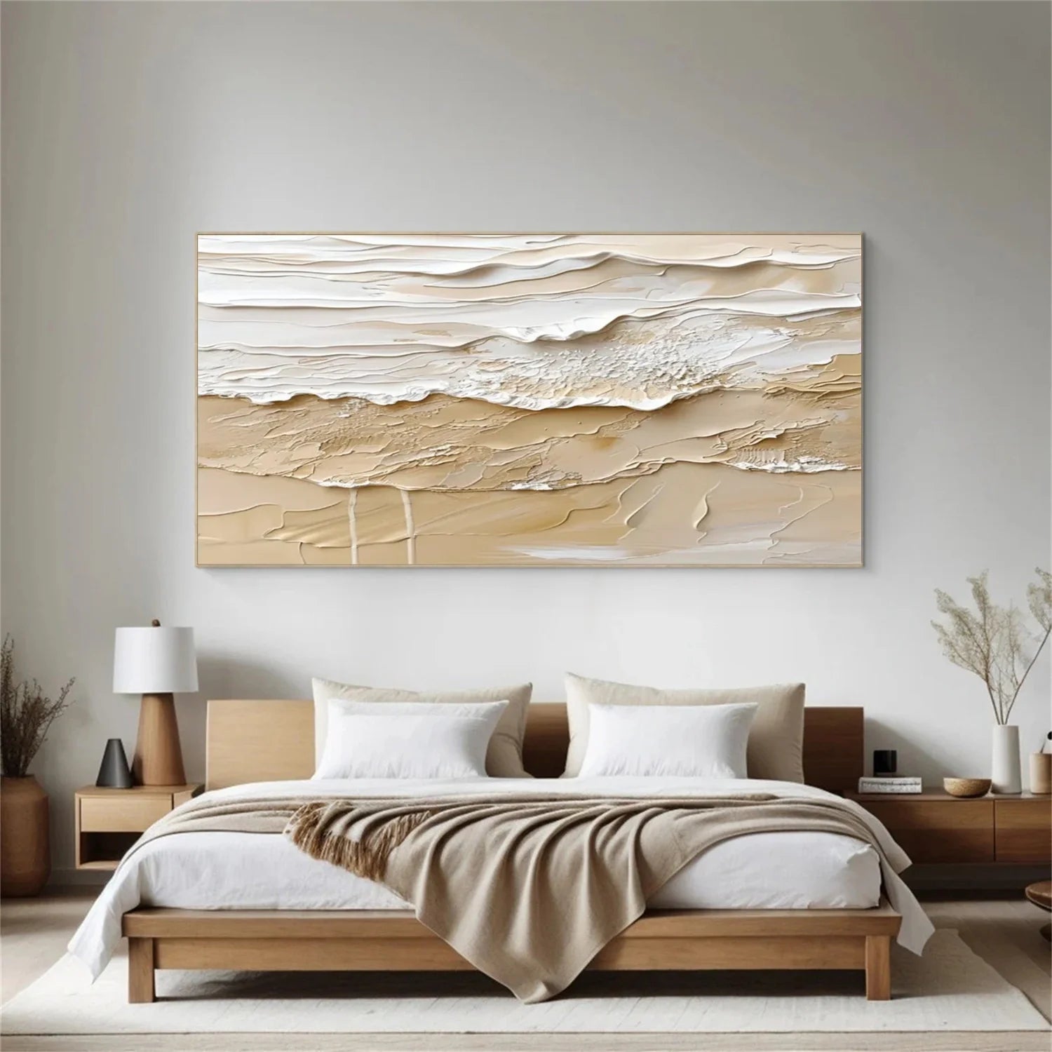 Beige and Brown Sea & Sky Abstract Textured Wall Art #MS139