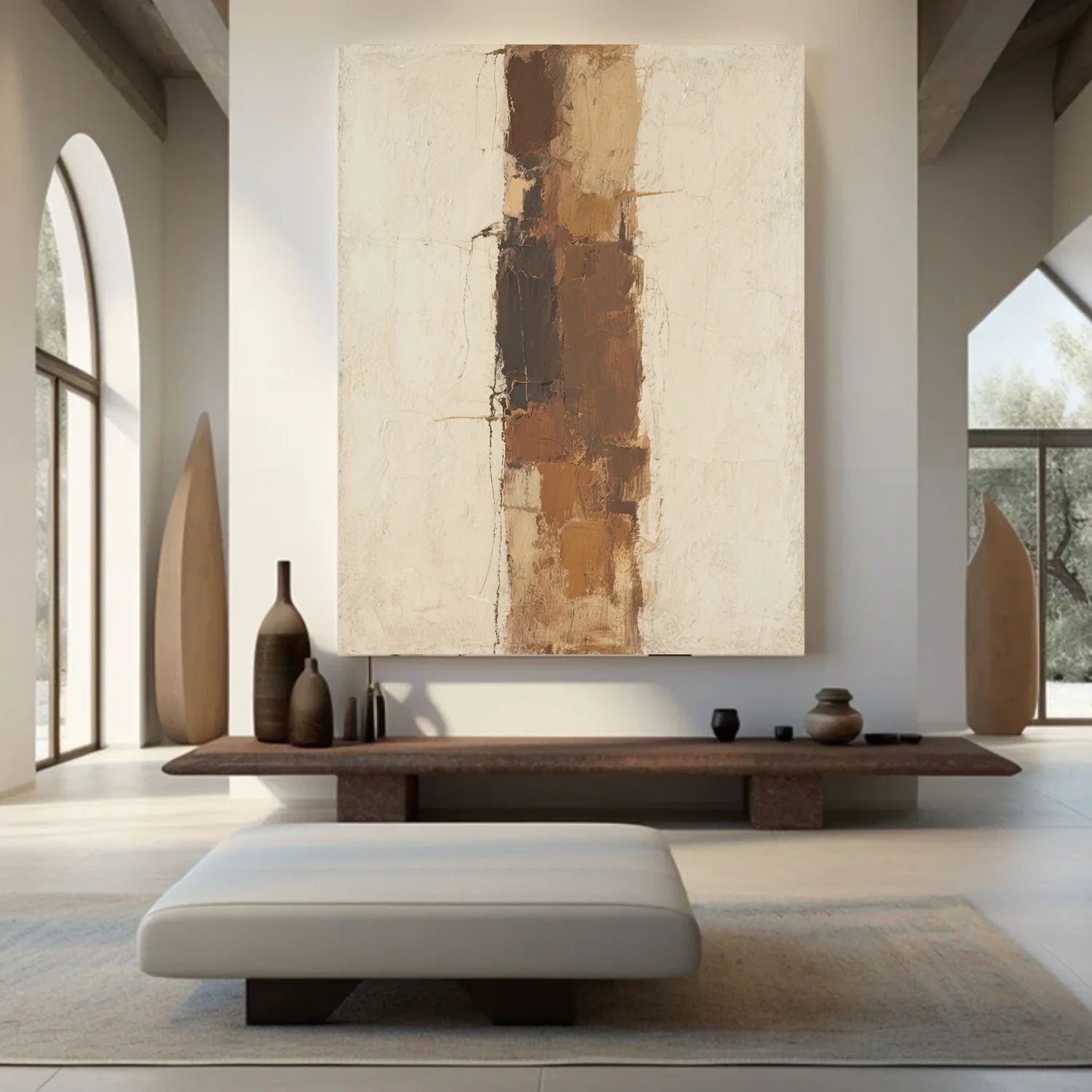 Beige and Brown Abstract Canvas Art #WS761