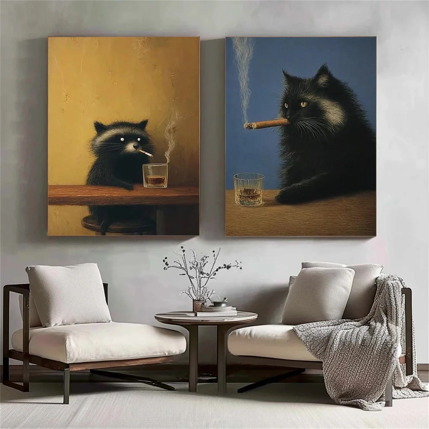 Abstract Animal Wall Art Set of 2 #AL203