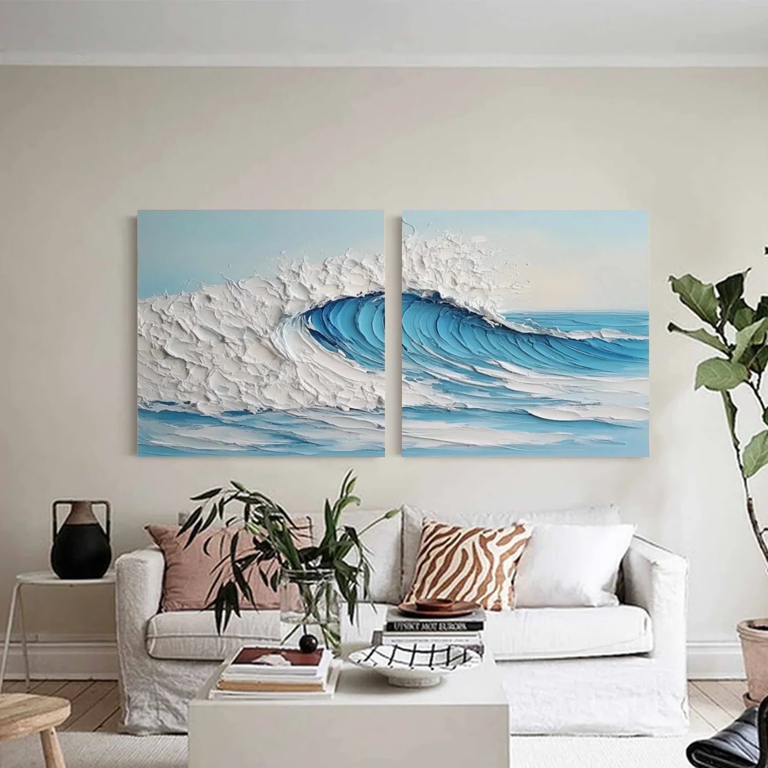 Sea & Sky Abstract Textured Wall Art Set of 2 #MS241