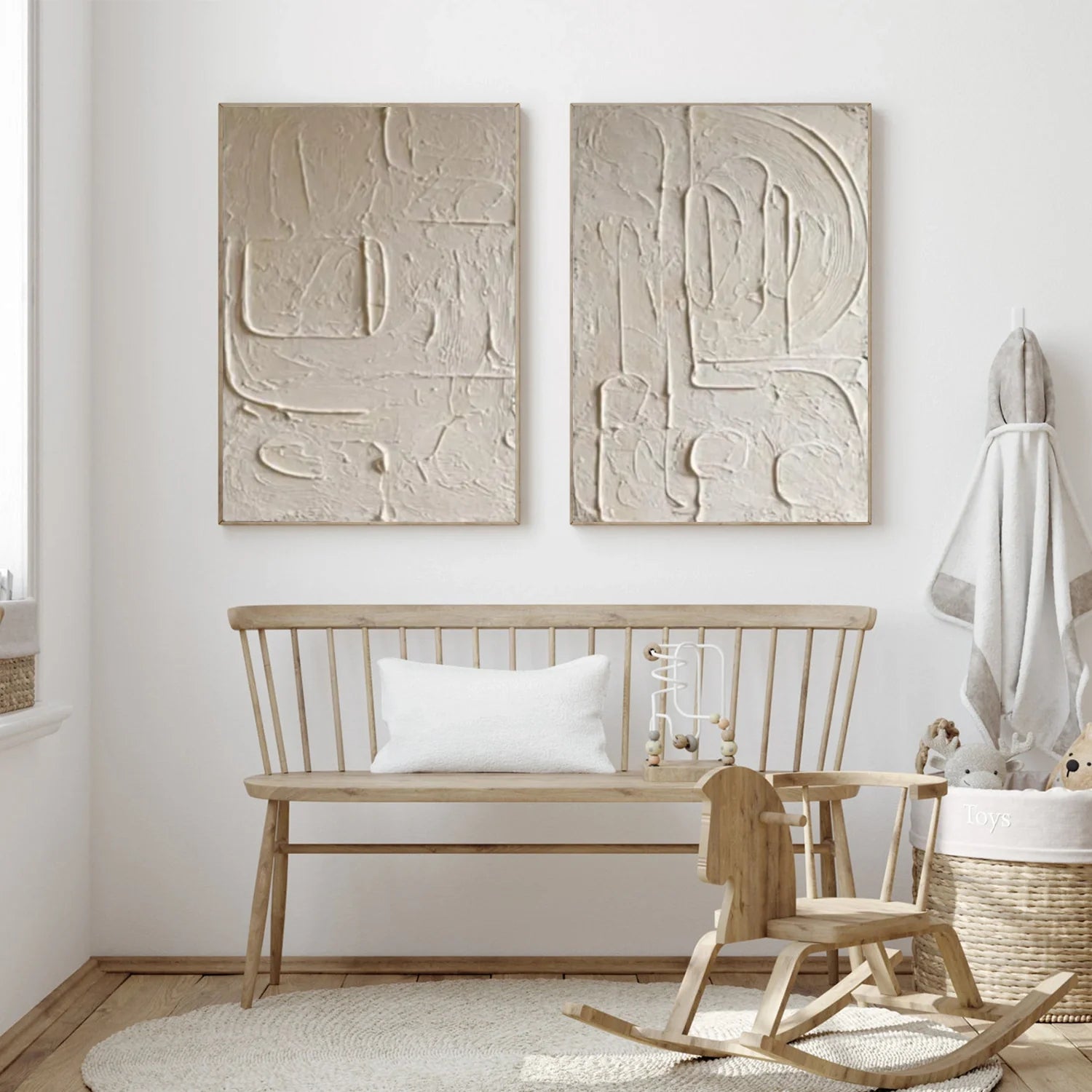 White Minimalist Textured Canvas Art Set of 2 #MM274