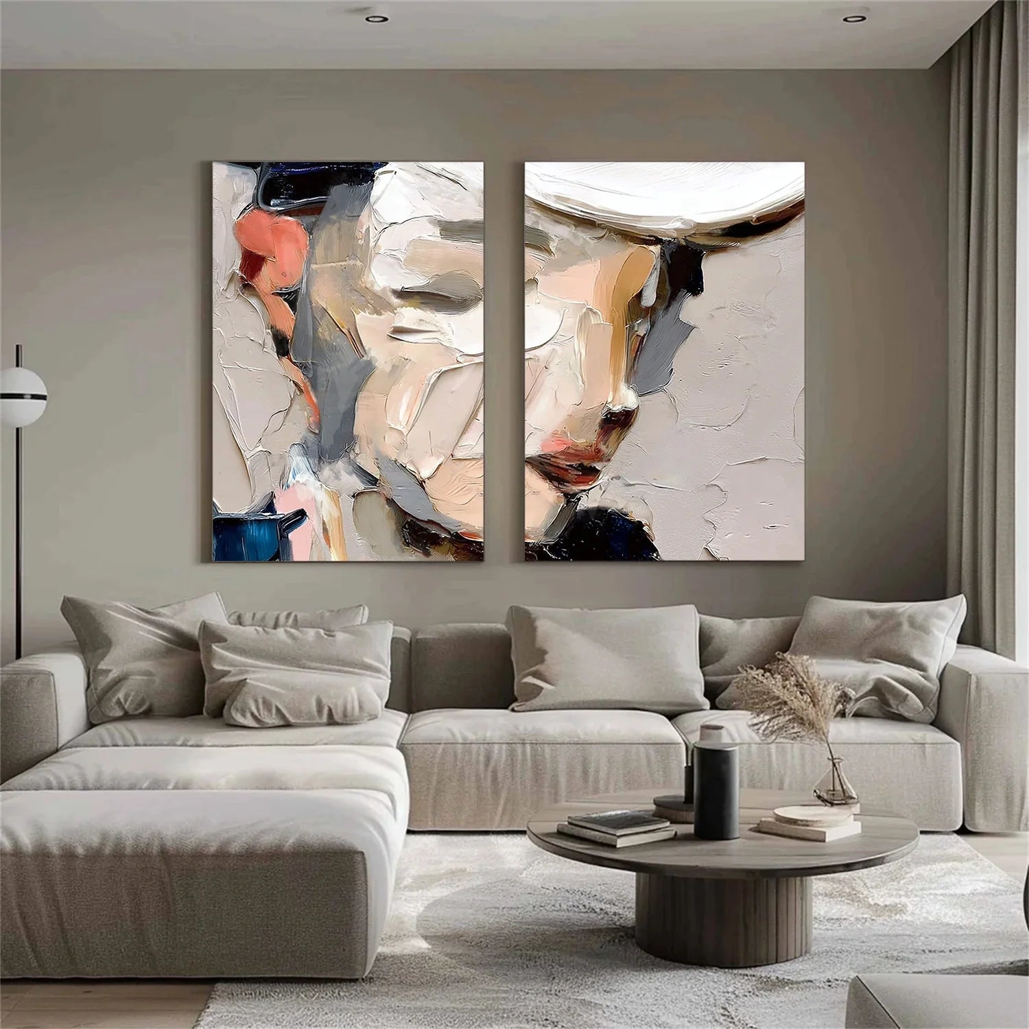 Abstract Portrait Textured Wall Art Set of 2 #AP126
