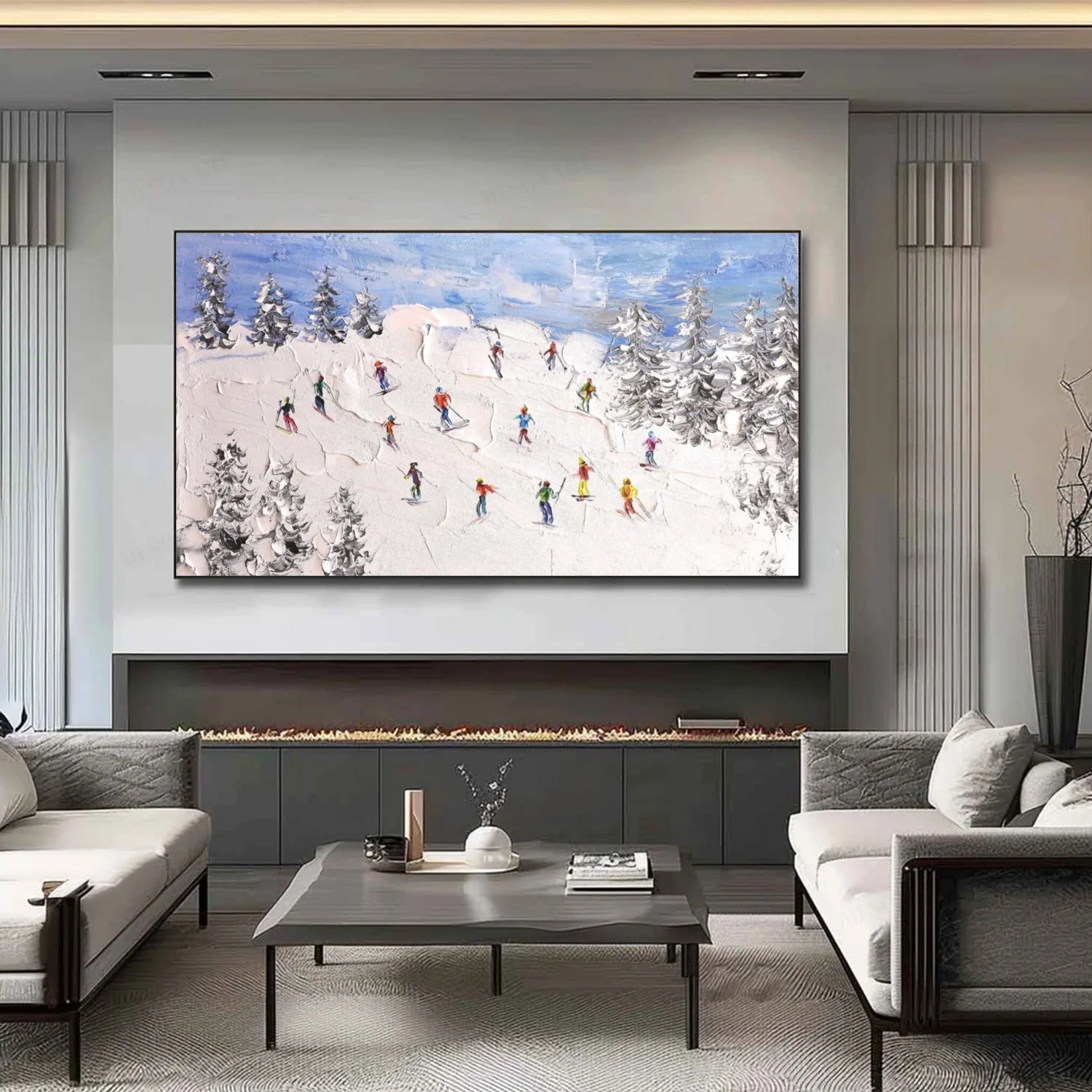 Skiing Sport Textured Wall Art #SA050