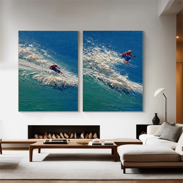 Surfing Sport Textured Wall Art Set of 2 #SA094
