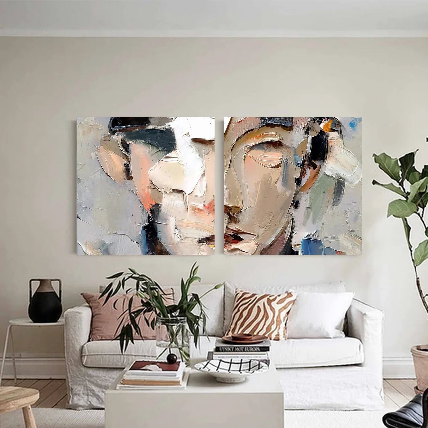 Abstract Portrait Textured Wall Art Set of 2 #AP124