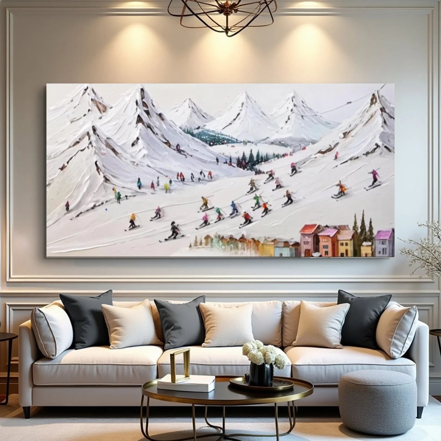 Skiing Sport Textured Wall Art #SA045