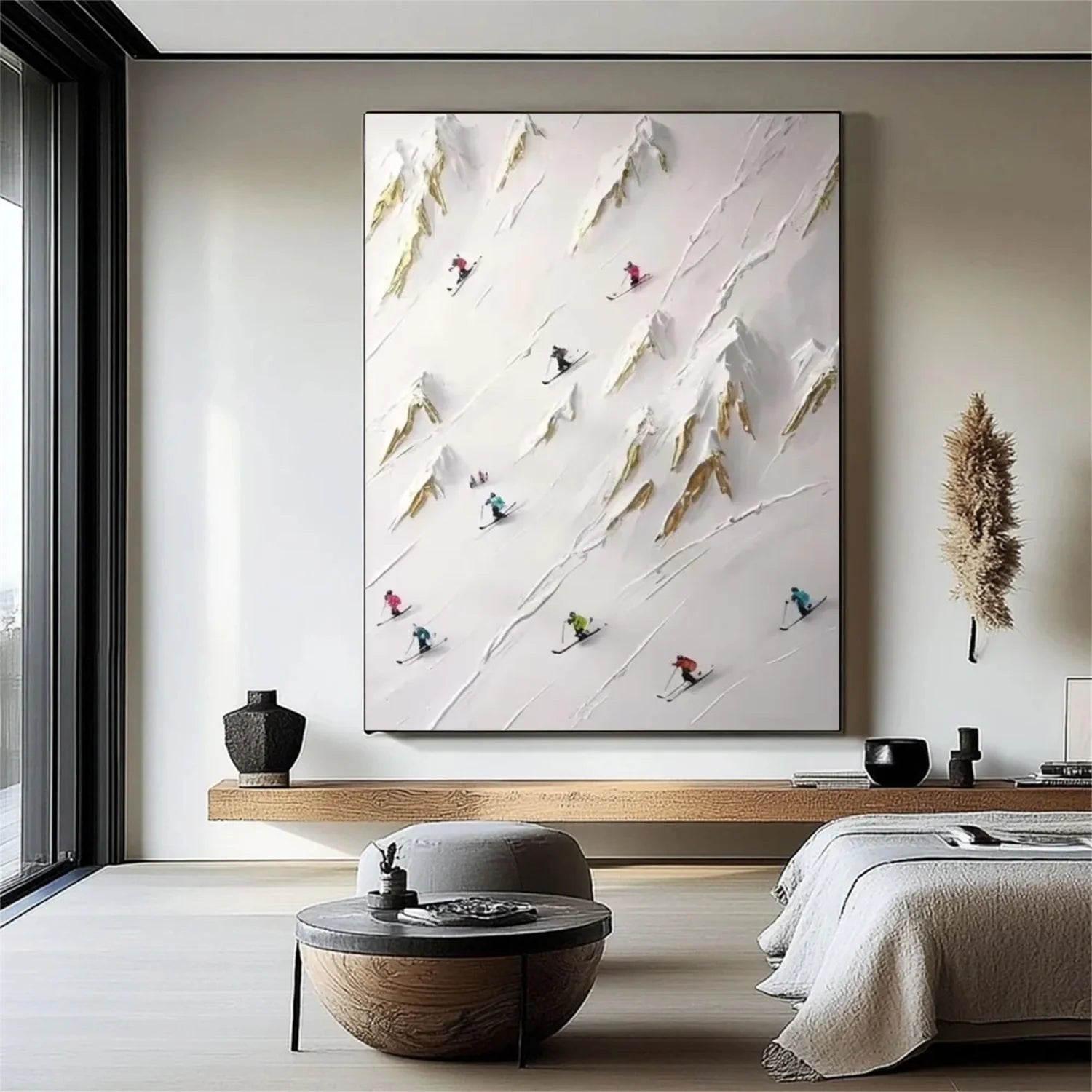 Skiing Sport Textured Wall Art #SA034