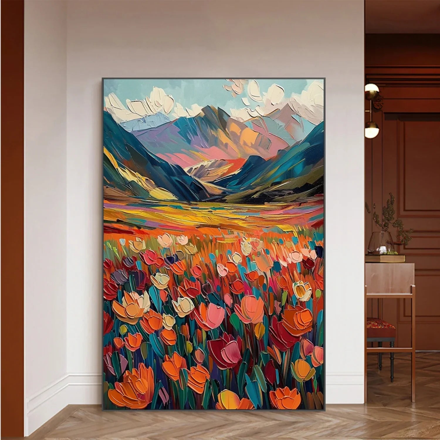 Colorful Flower Abstract Textured Wall Art #ML076