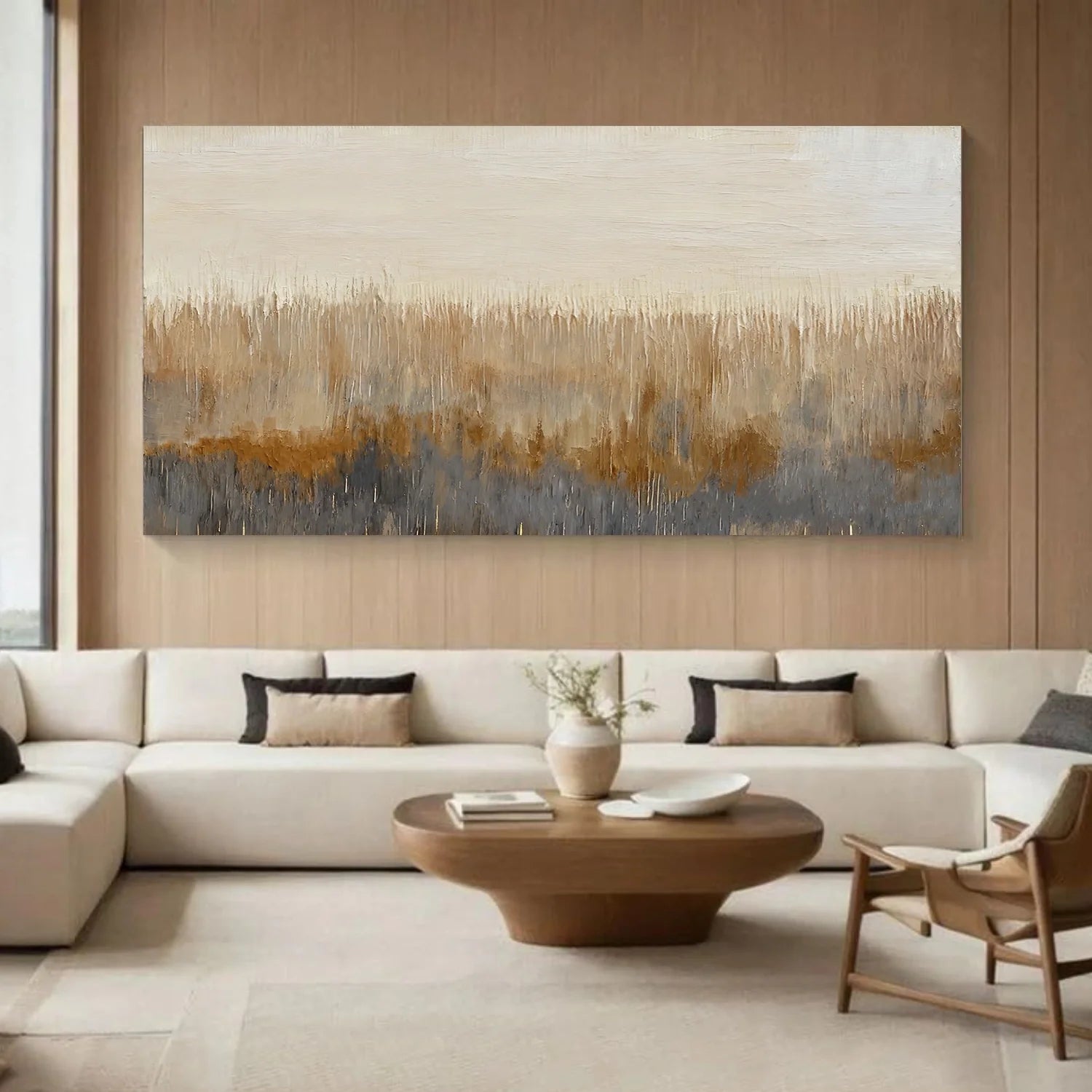 Beige and Brown Abstract Canvas Art #WS891