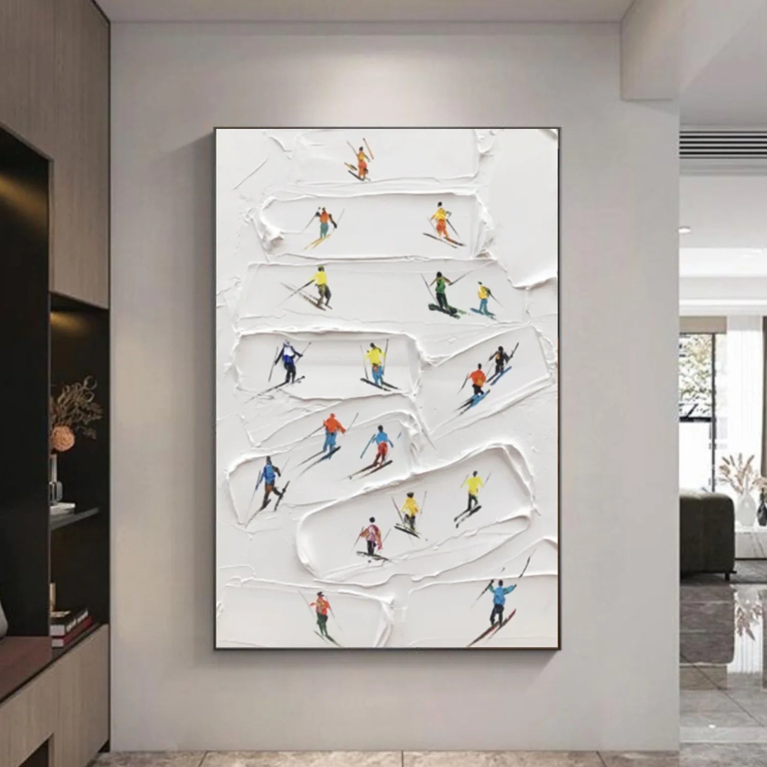 Skiing Sport Textured Wall Art #SA055