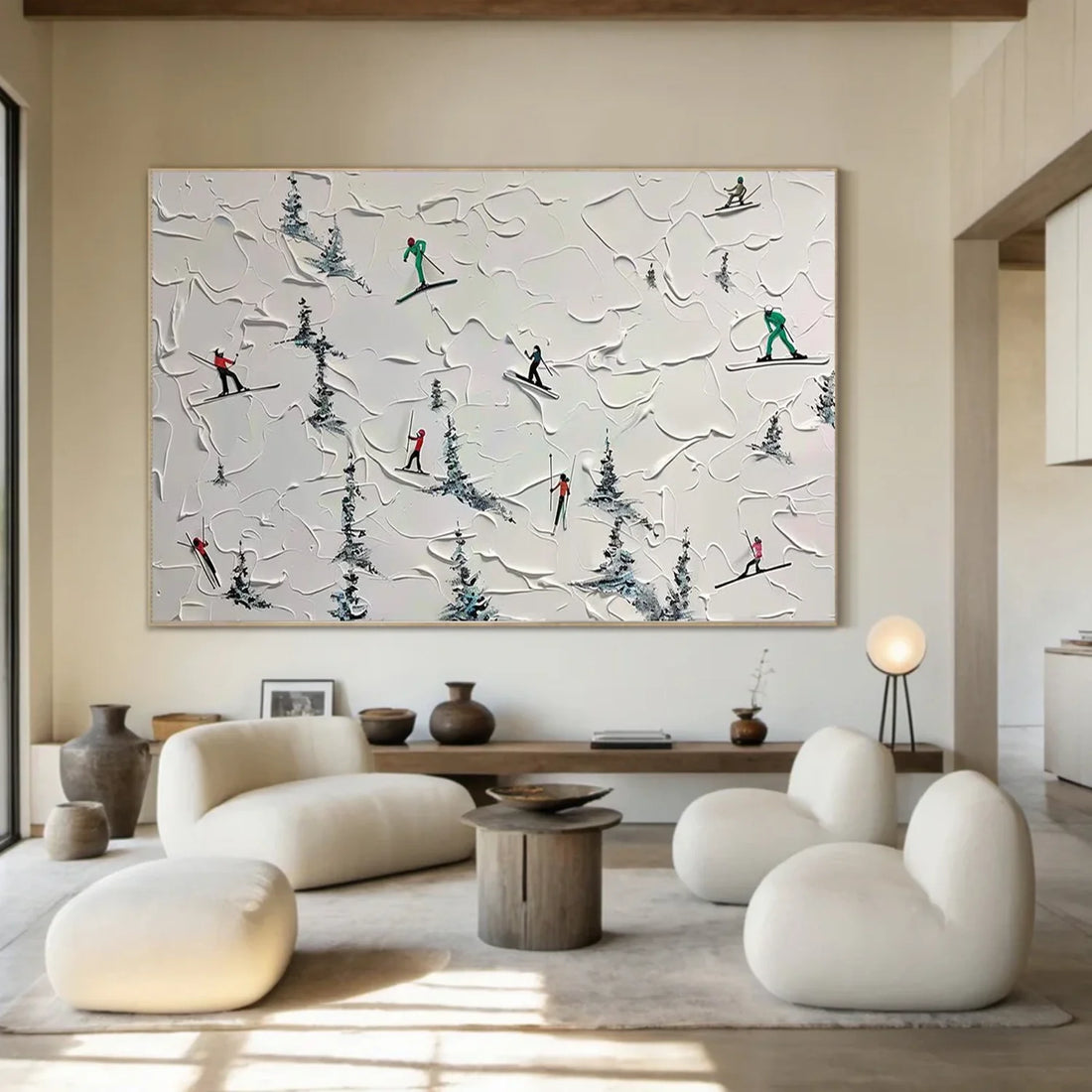 Skiing Sport Textured Wall Art #SA071