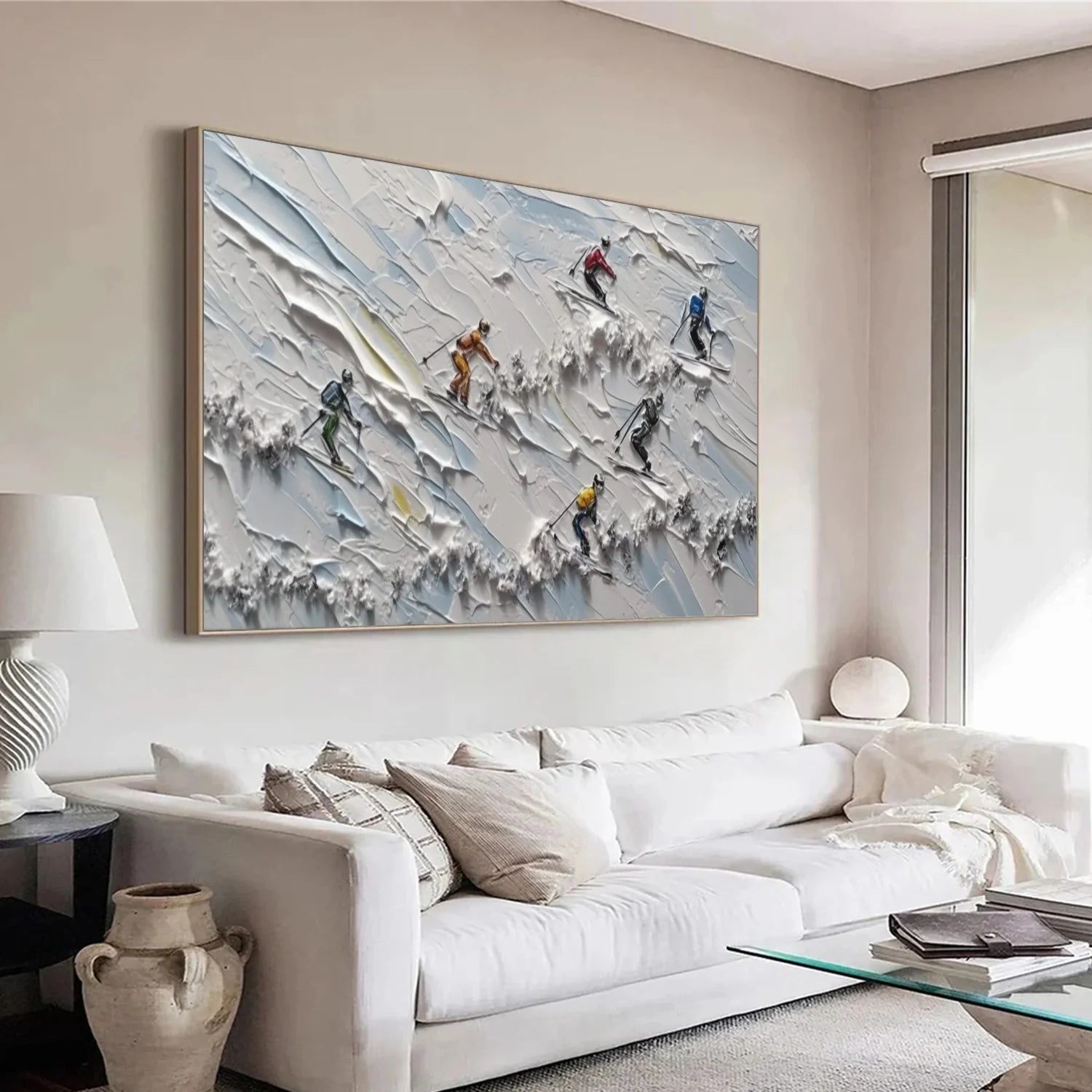 Skiing Sport Textured Wall Art #SA051