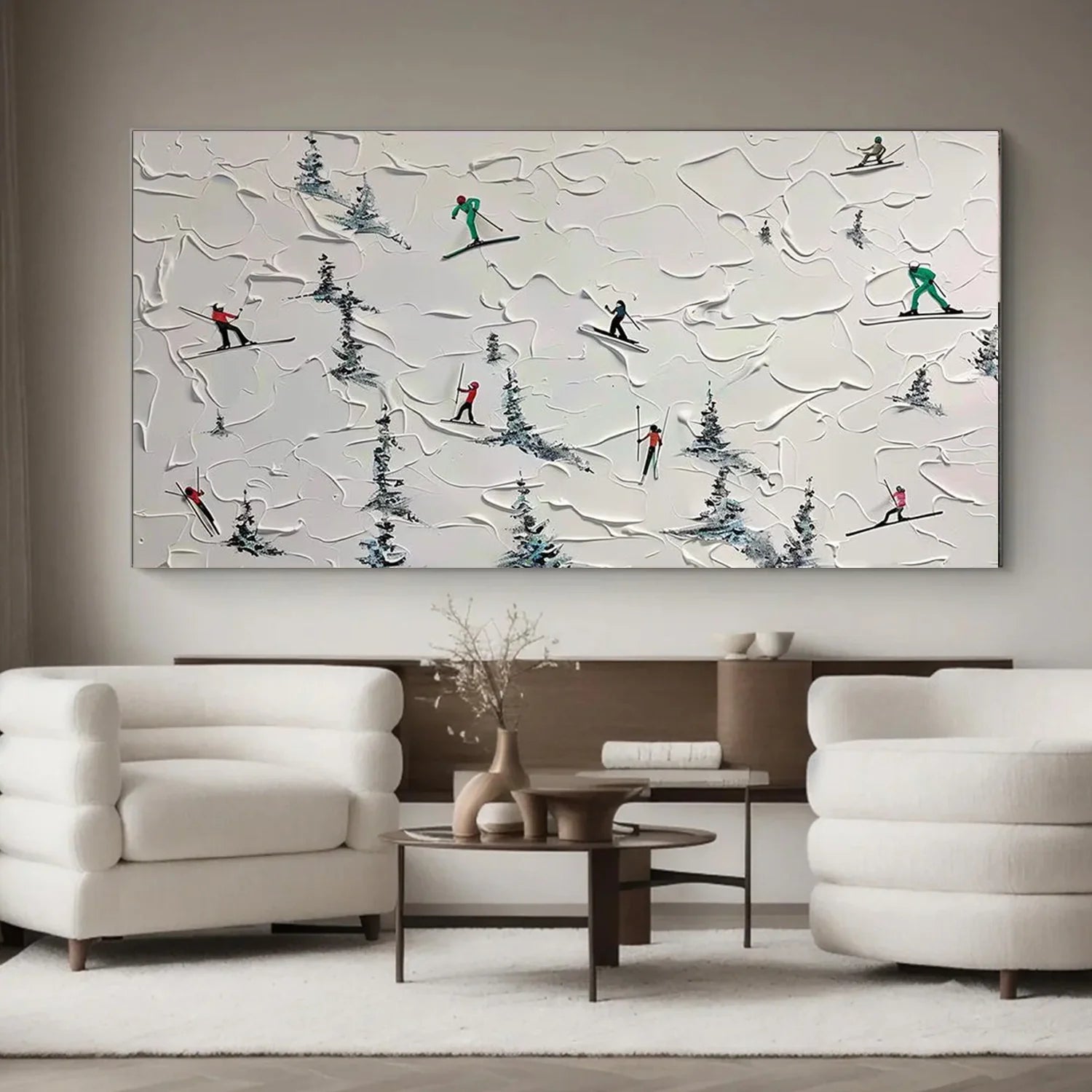Skiing Sport Textured Wall Art #SA071