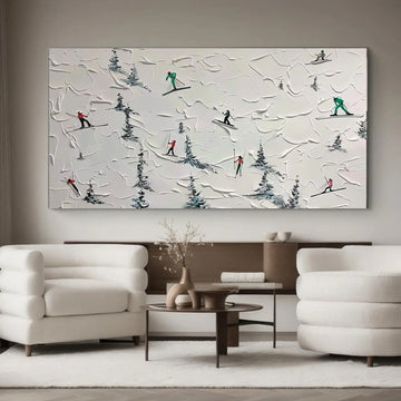 Skiing Sport Textured Wall Art #SA071