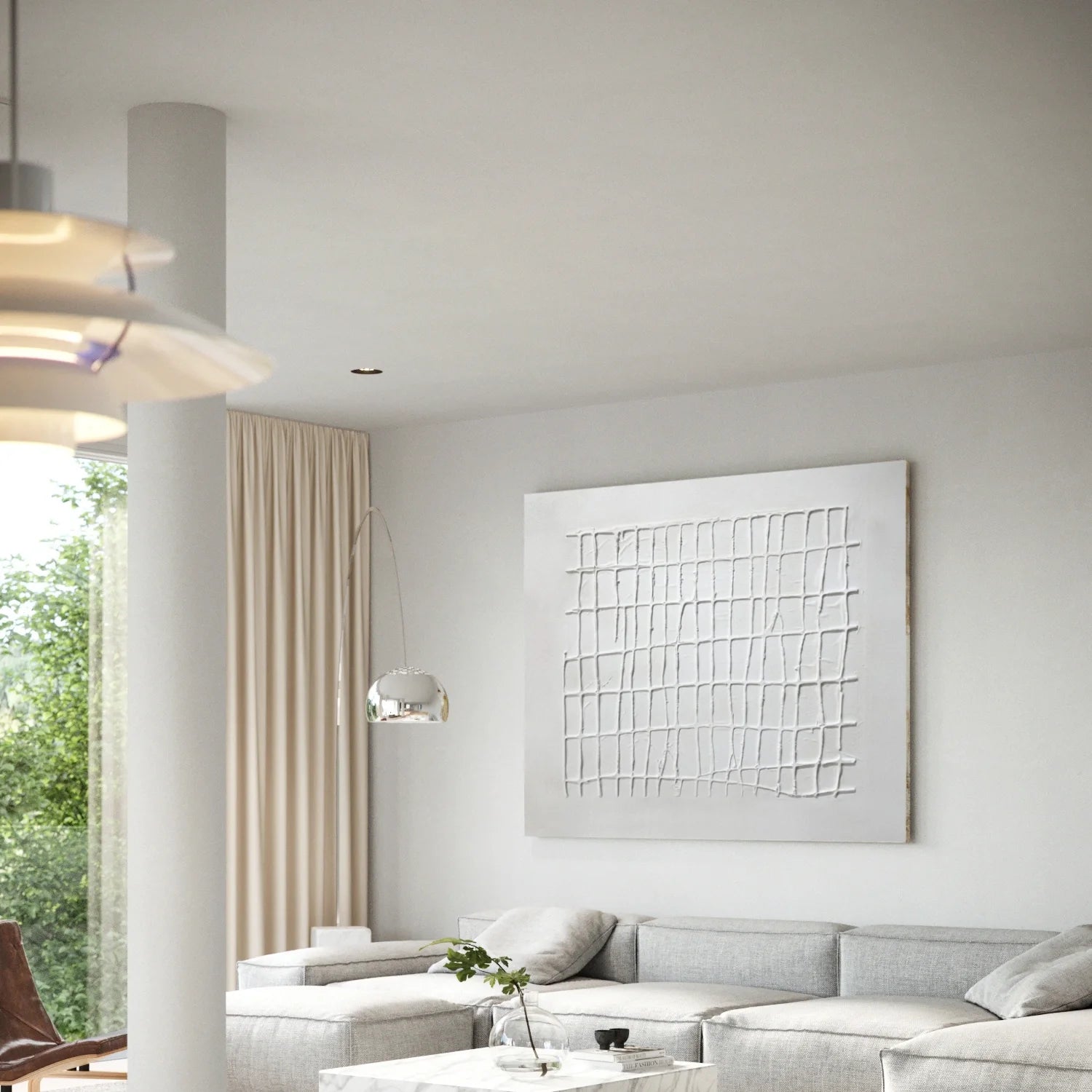 White Minimalist Textured Canvas Art #MM288