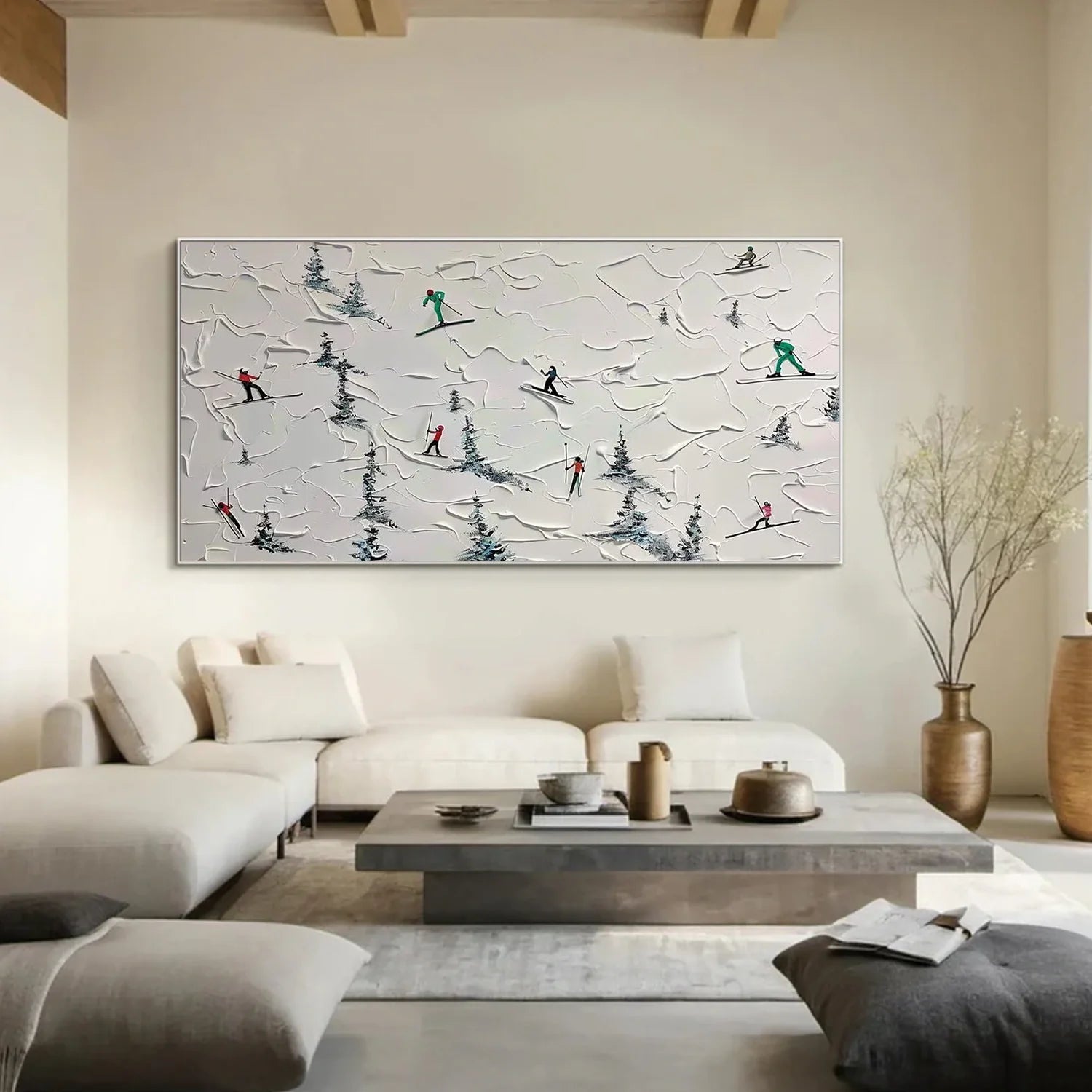 Skiing Sport Textured Wall Art #SA071