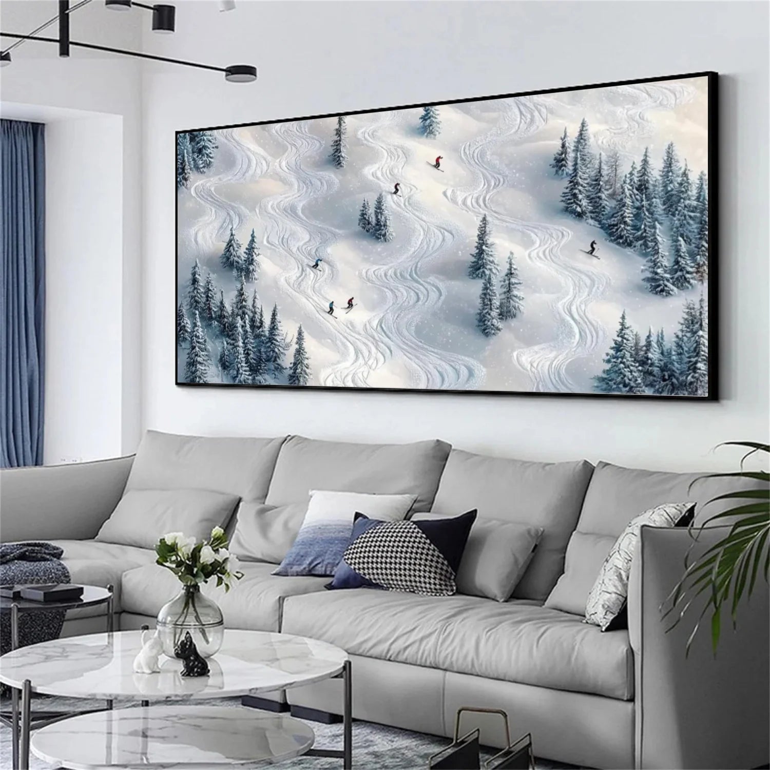 Skiing Sport Textured Wall Art #SA044