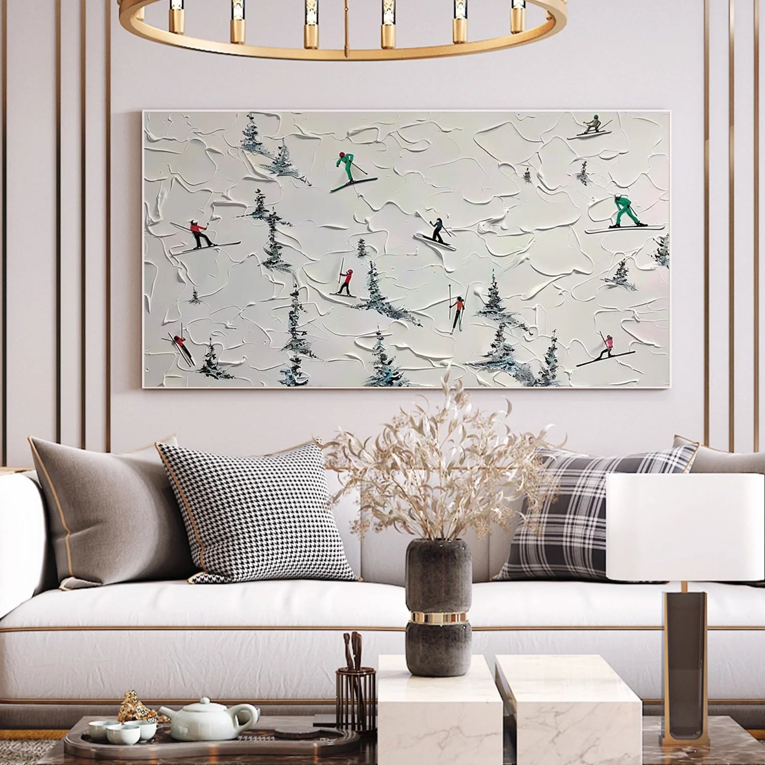 Skiing Sport Textured Wall Art #SA071