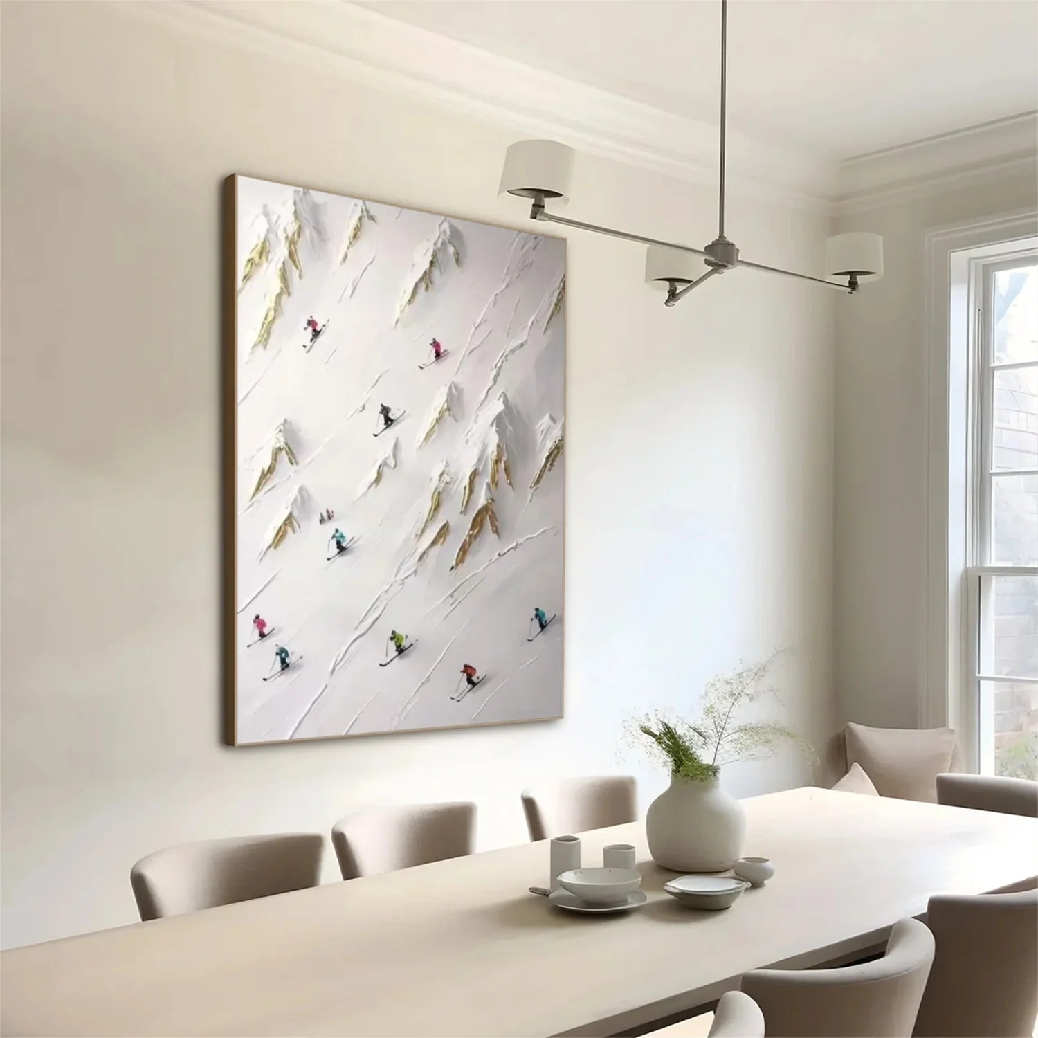 Skiing Sport Textured Wall Art #SA034