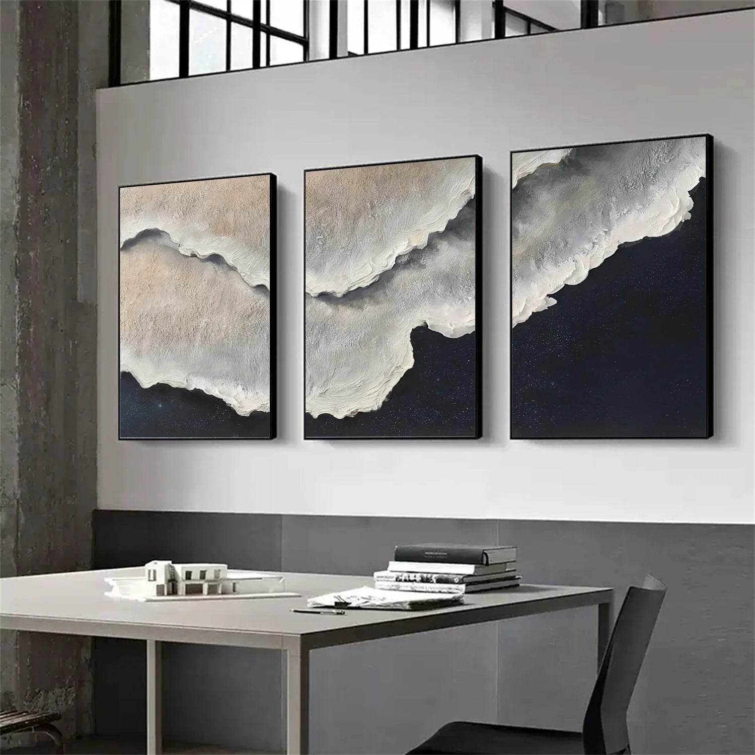 Sea & Sky Abstract Textured Wall Art Set of 3 #MS278
