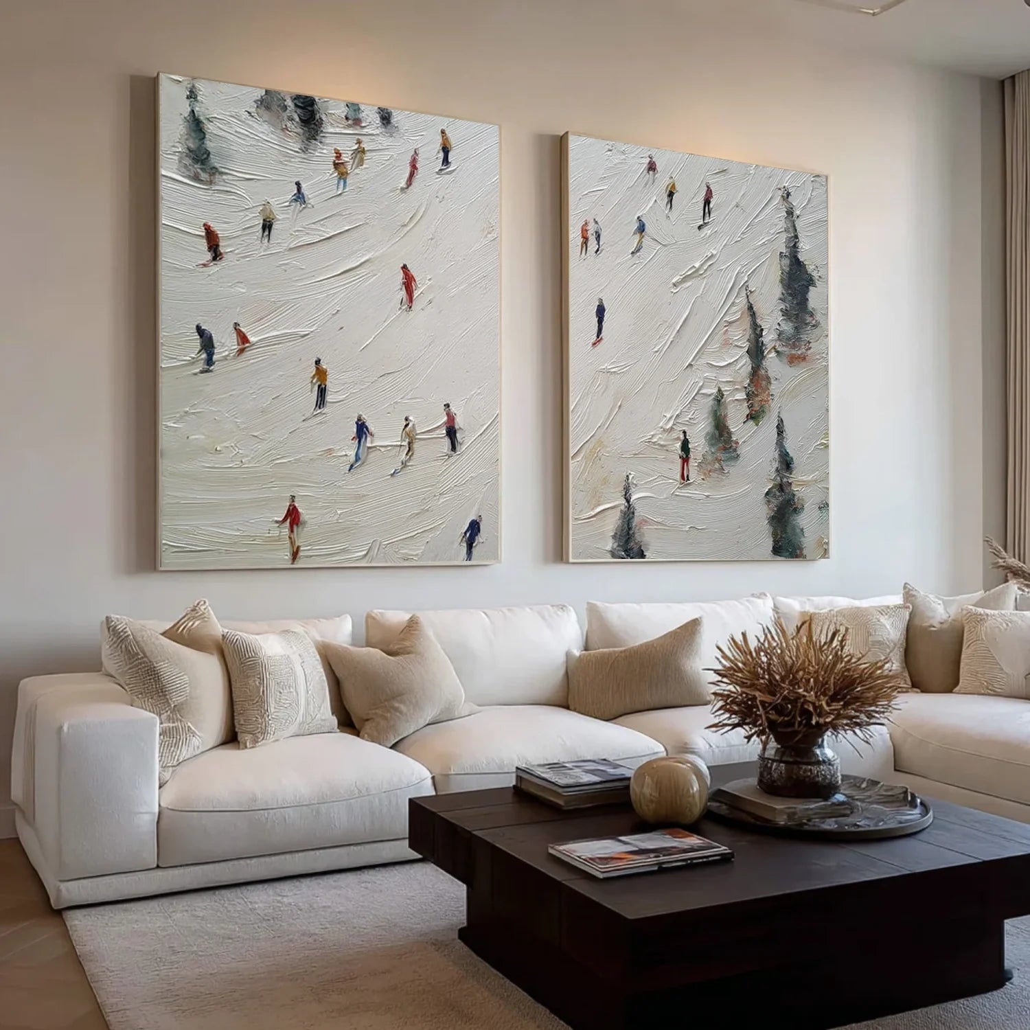 Skiing Sport Textured Wall Art Set of 2 #SA074