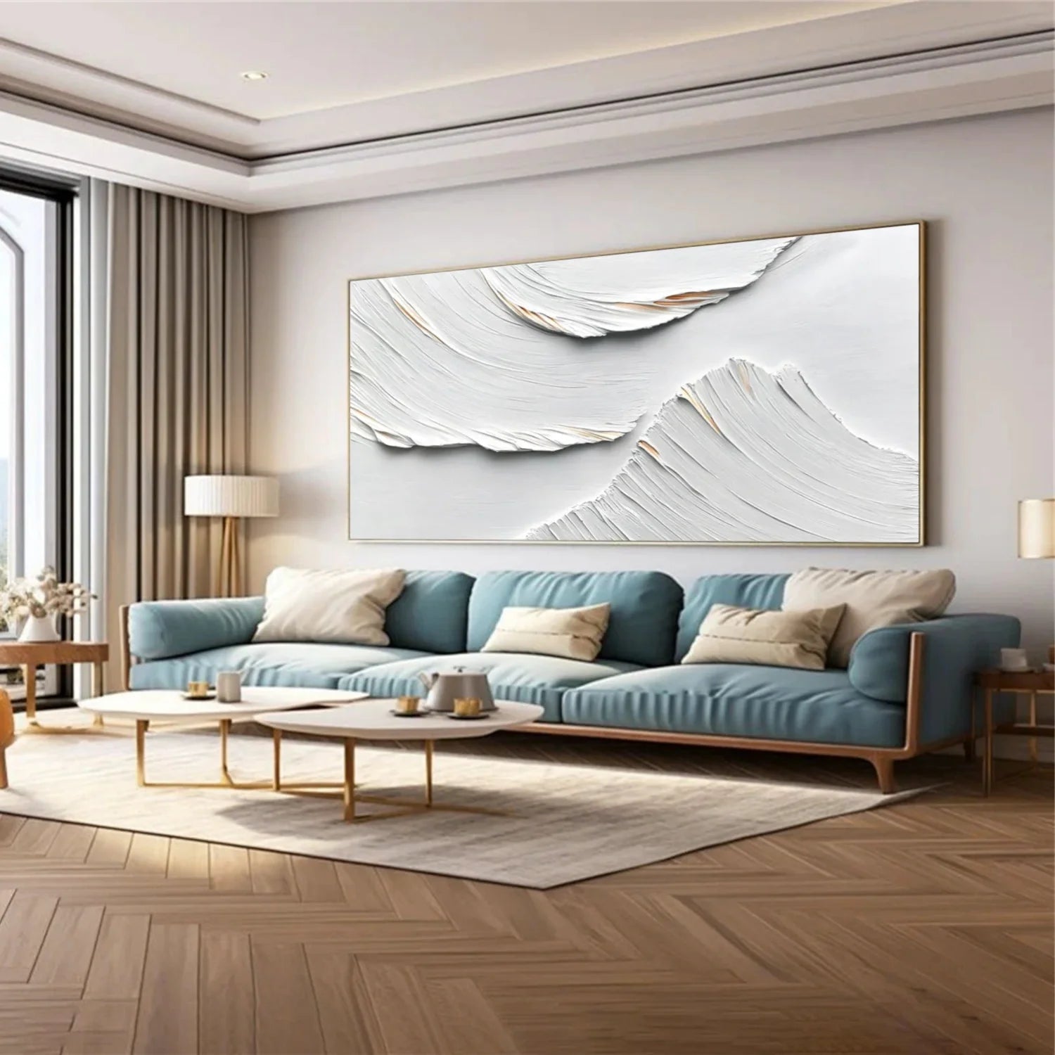 White Minimalist Textured Canvas Art #MM267