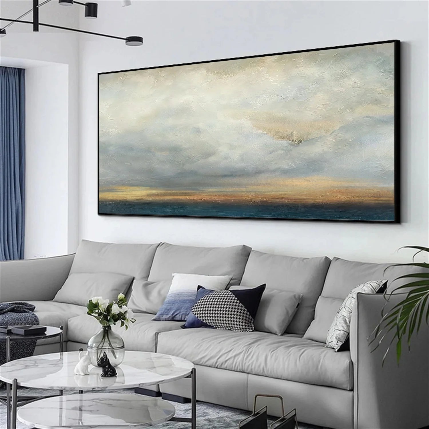 Blue and Gold Abstract Canvas Art #WS900
