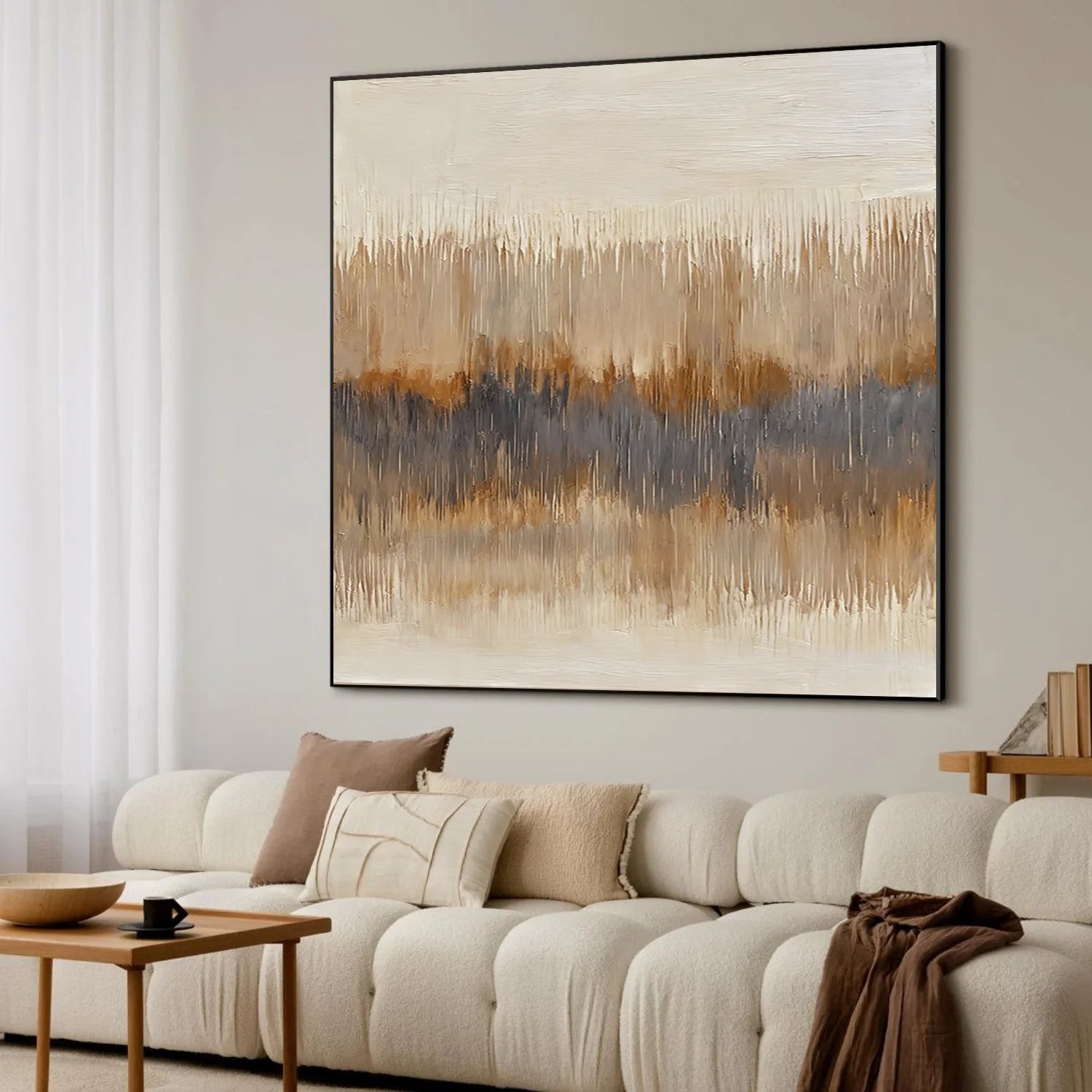 Beige and Brown Abstract Canvas Art #WS898